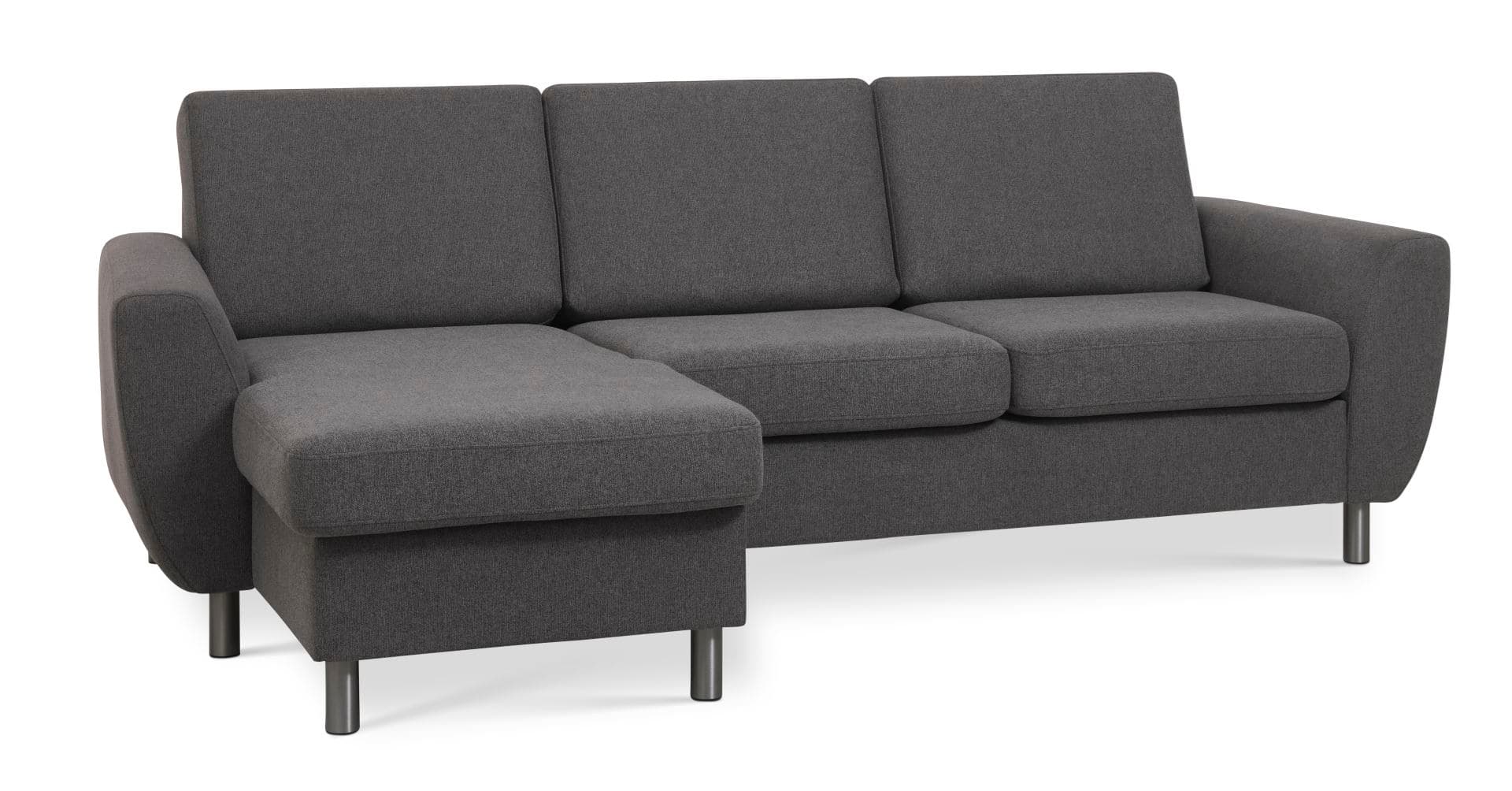 Wendy set 1 3D-soffa, m. schäslong - antracitgrå polyestertyg och borstad aluminium