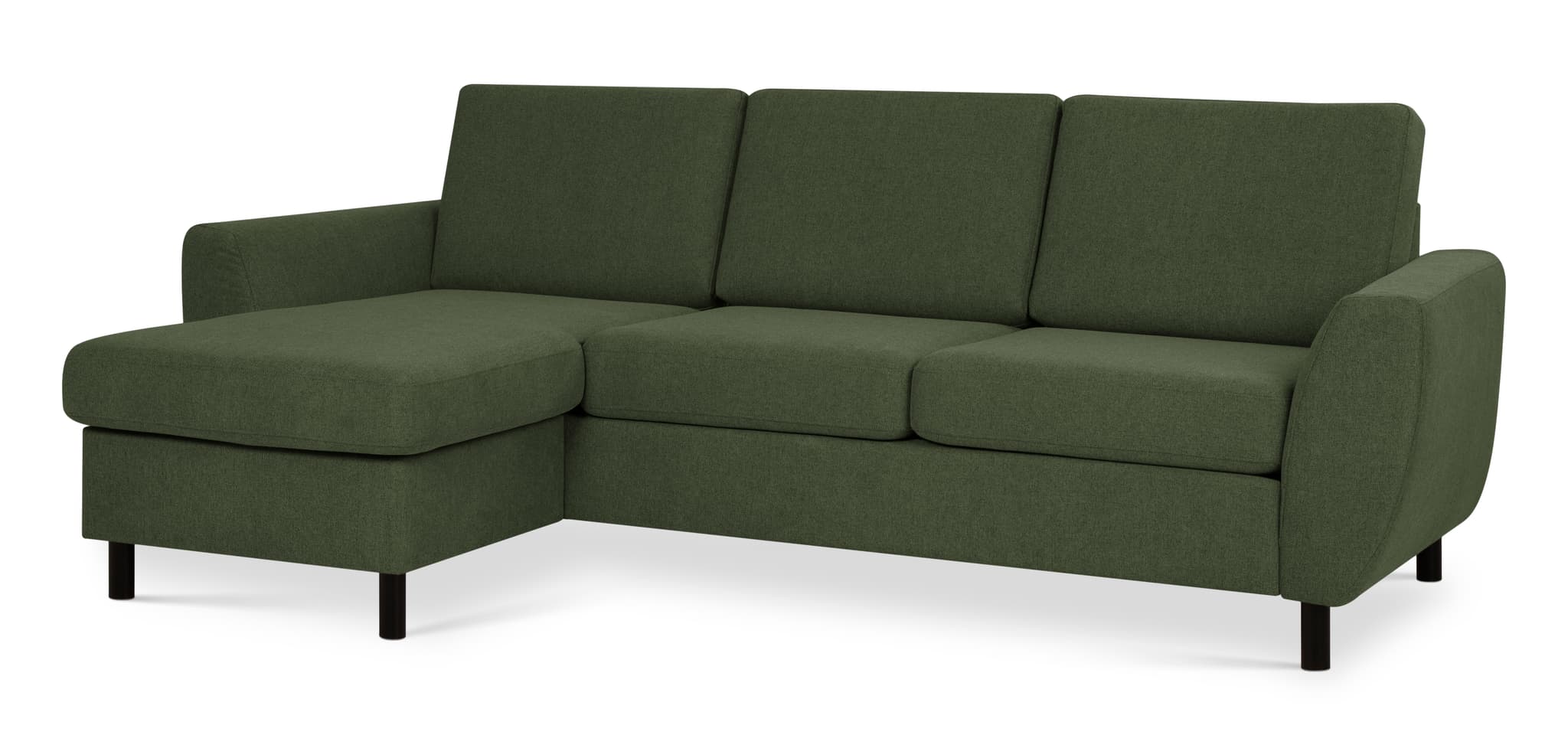 Wendy set 1 3D soffa, m. schäslong - vinter mossgrönt polyestertyg och svart trä