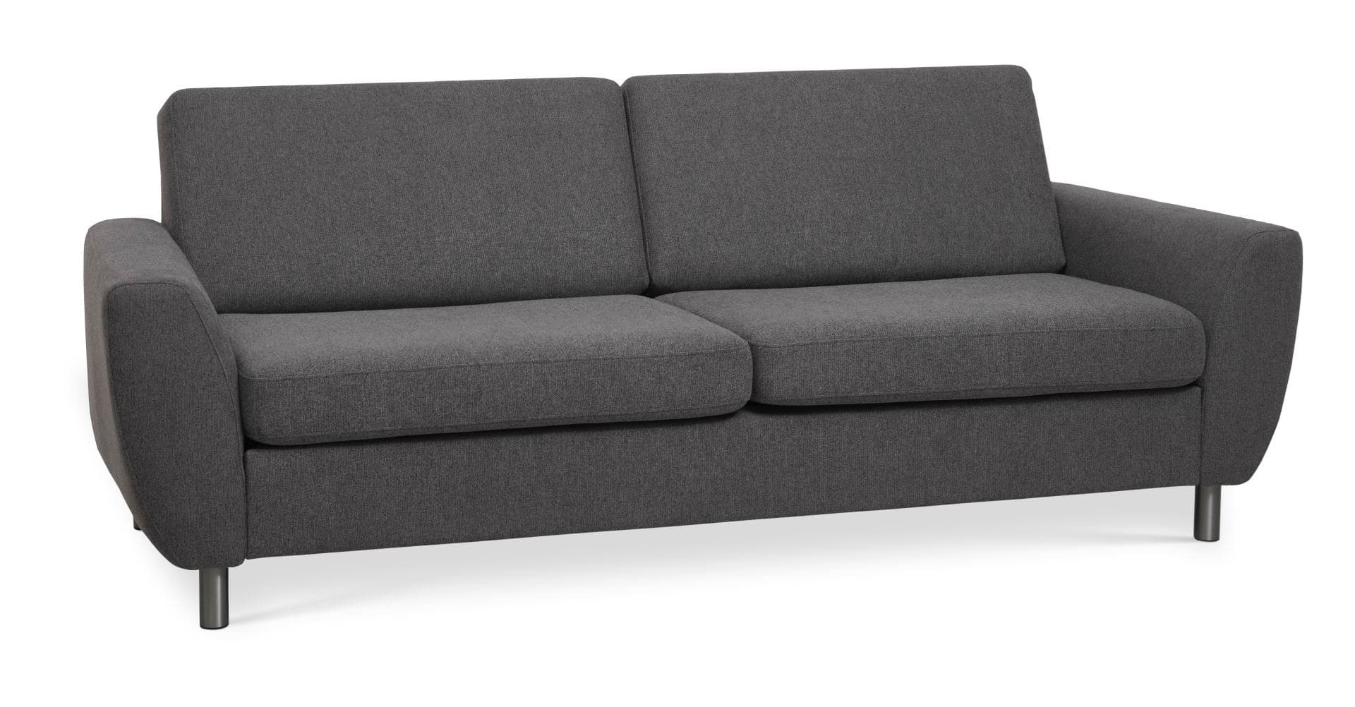 Wendy 2,5-sits soffa - antracitgrå polyestertyg och borstad aluminium