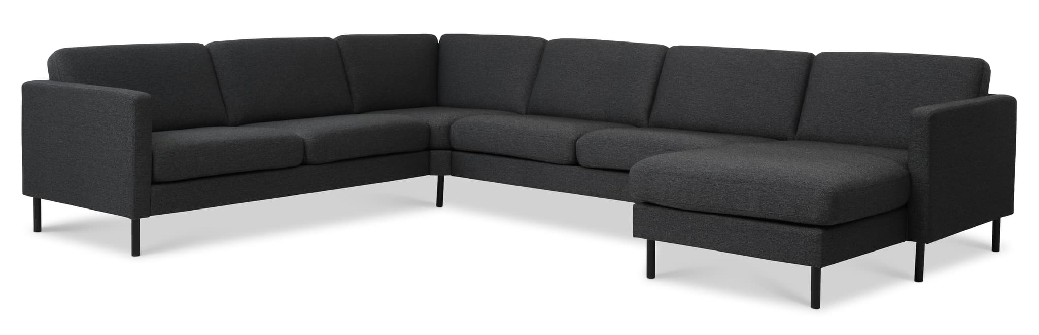 Askset 56 U 2C3D soffa - antracitgrå polyestertyg och svart metall