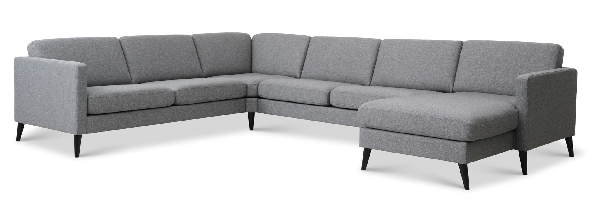 Askset 56 U 2C3D soffa - antracitgrå polyesterväv och svart trä