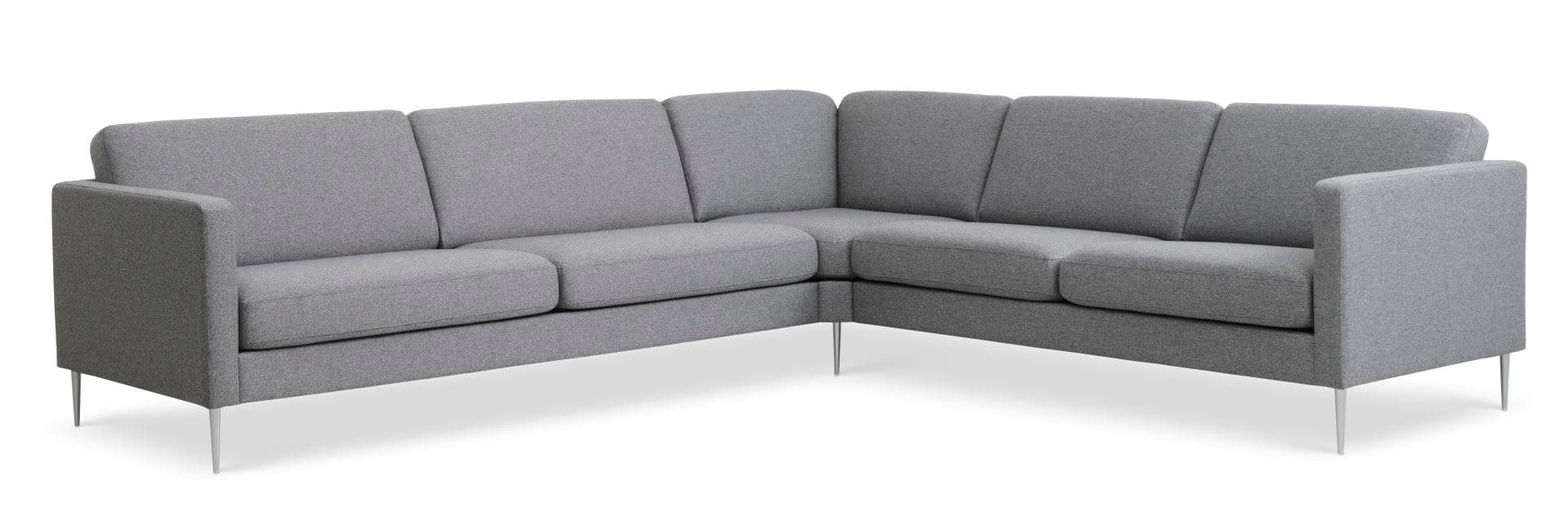Askset 57 hörnsoffa - ljus granitgrå polyesterväv och borstad aluminium