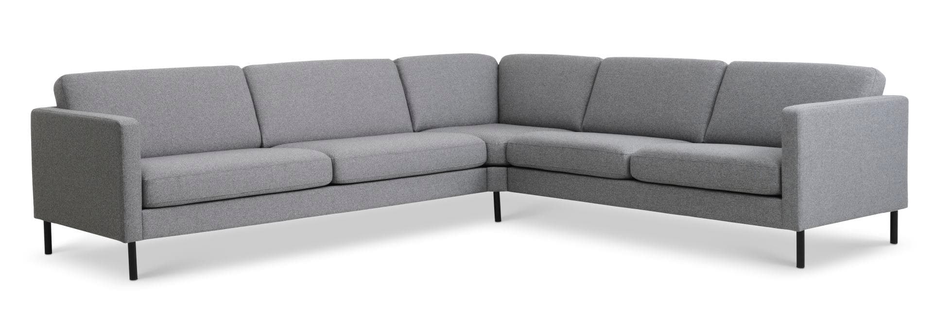 Askset 57 hörnsoffa - ljus granitgrå polyesterväv och svart metall