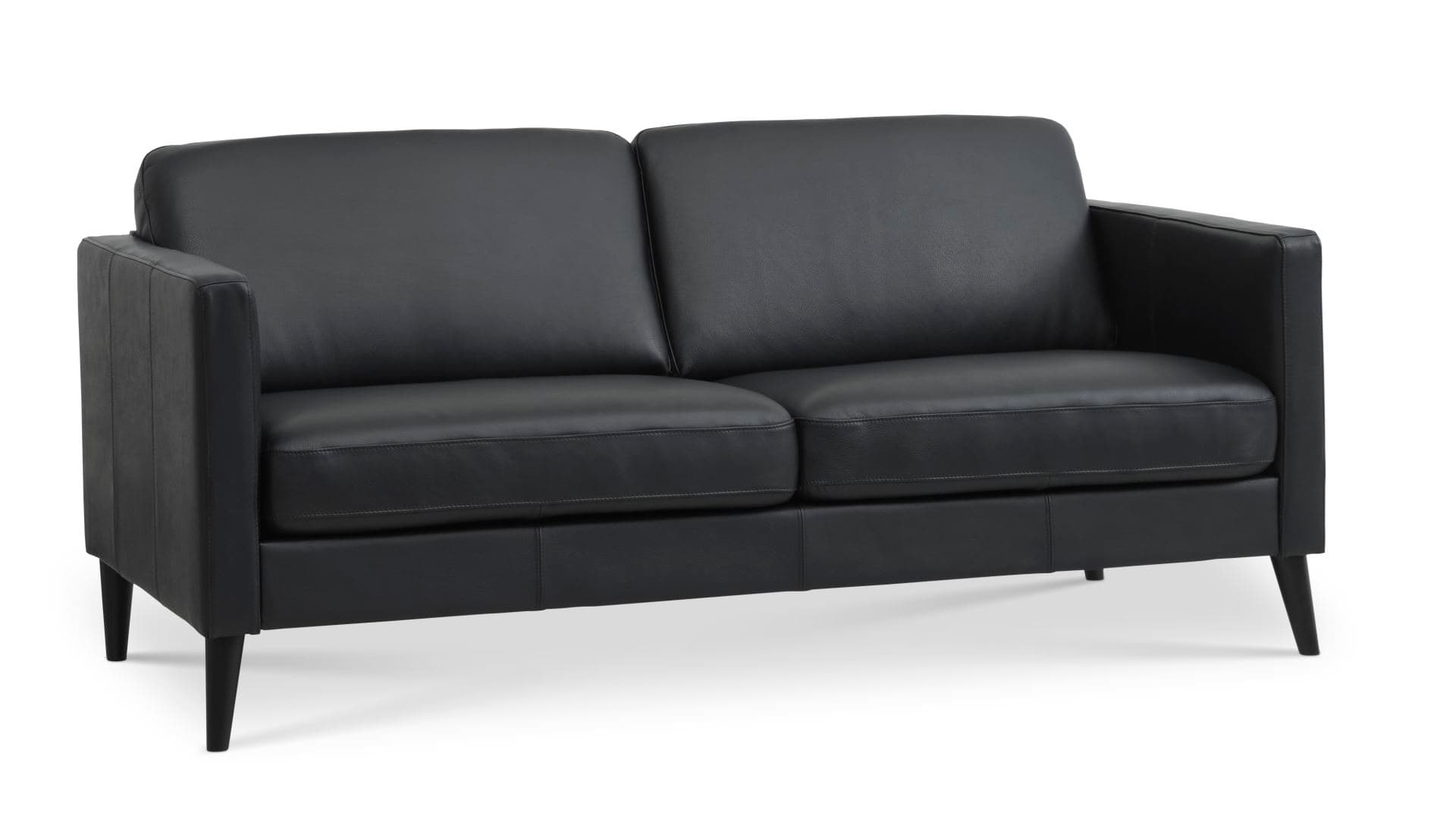 Ask 2,5 sits soffa - svart semianilinläder och svart trä