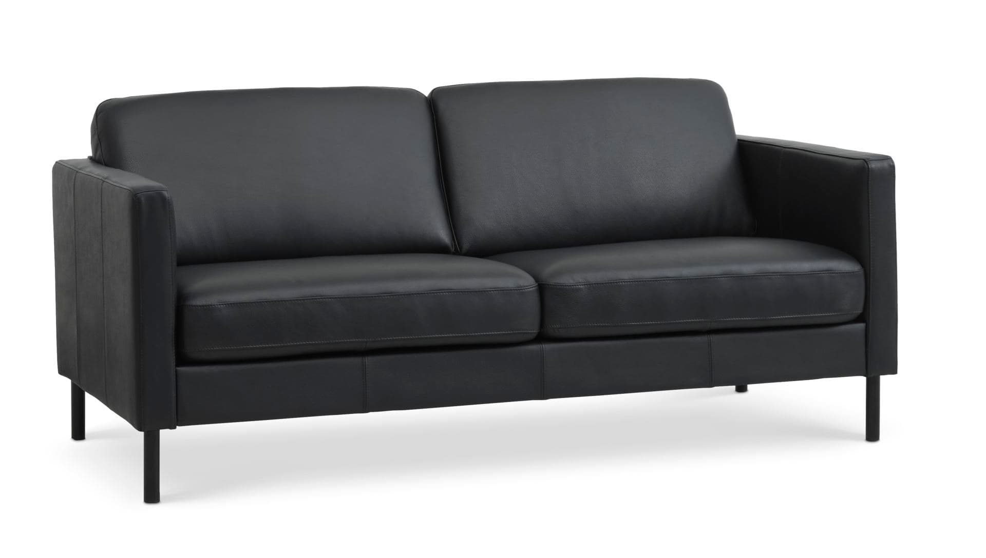 Ask 2,5 sits soffa - svart semianilinläder och svart metall