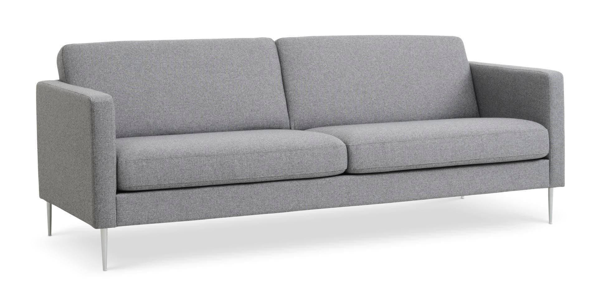 Ask 3-personers soffa - ljus granitgrå polyesterväv och borstad aluminium