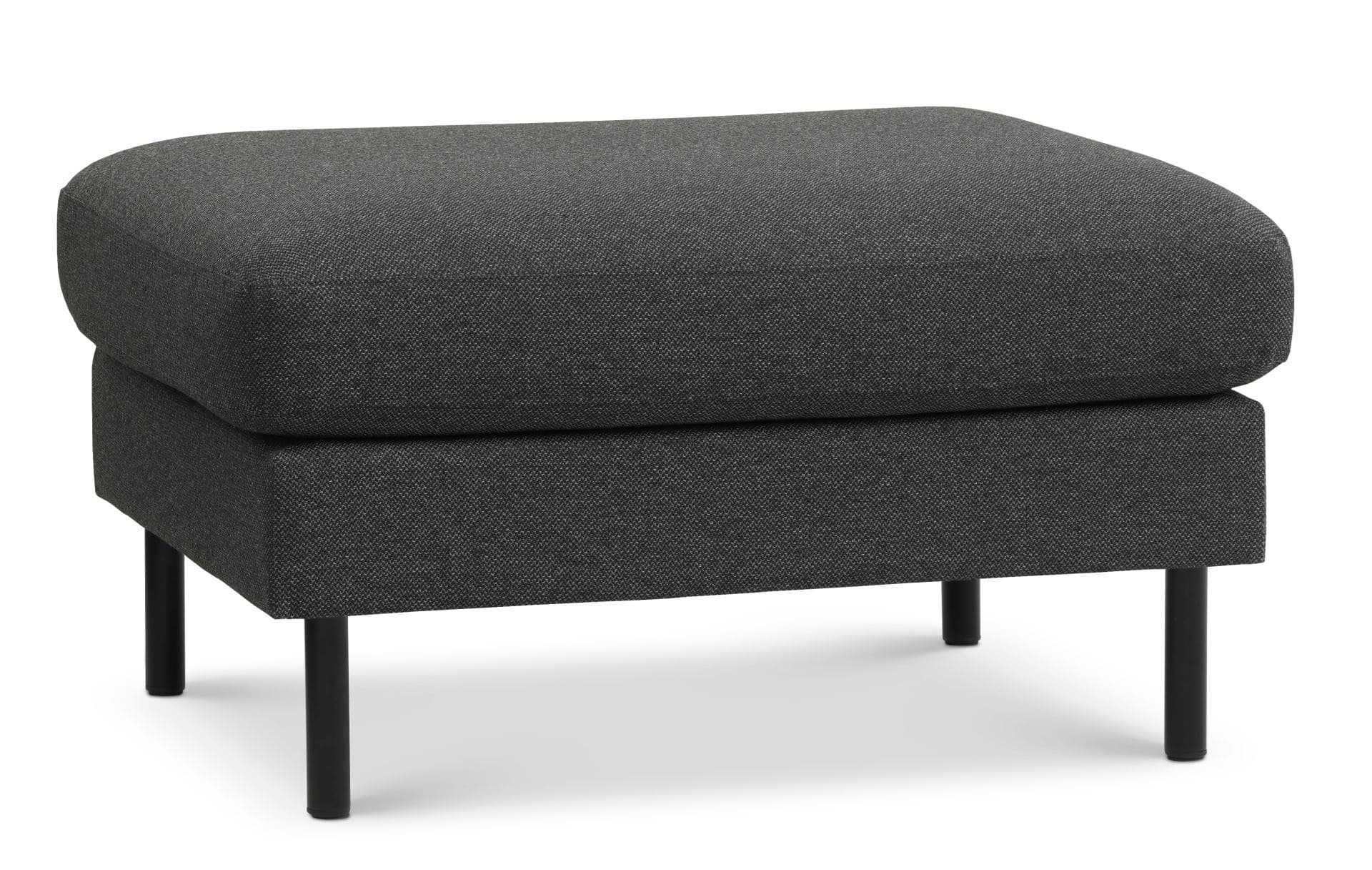 Askpuff, rektangulär - antracitgrå polyesterväv och svart metall (85x70)