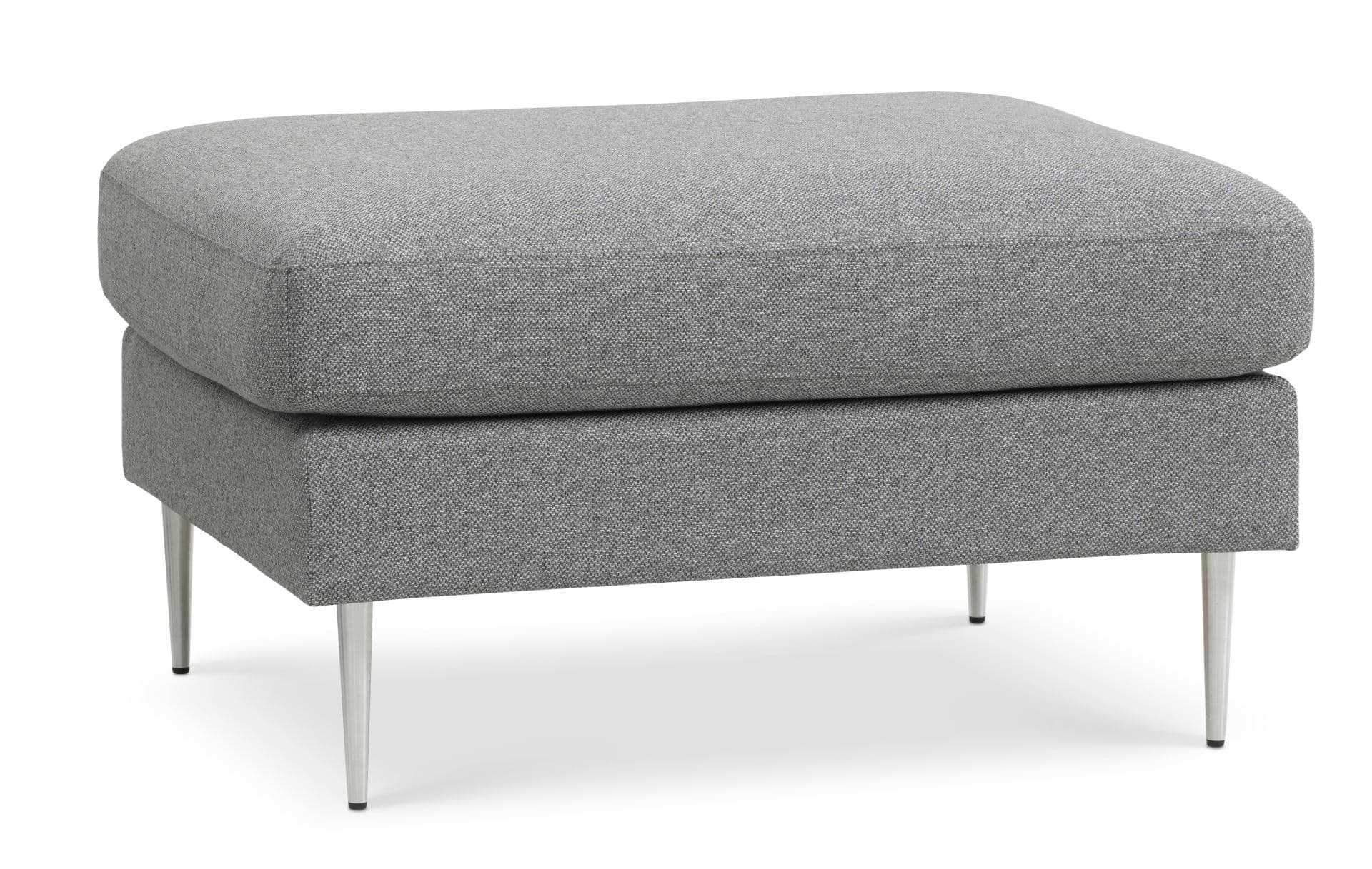 Askpuff, rektangulär - ljus granitgrå polyesterväv och borstad aluminium (85x70)
