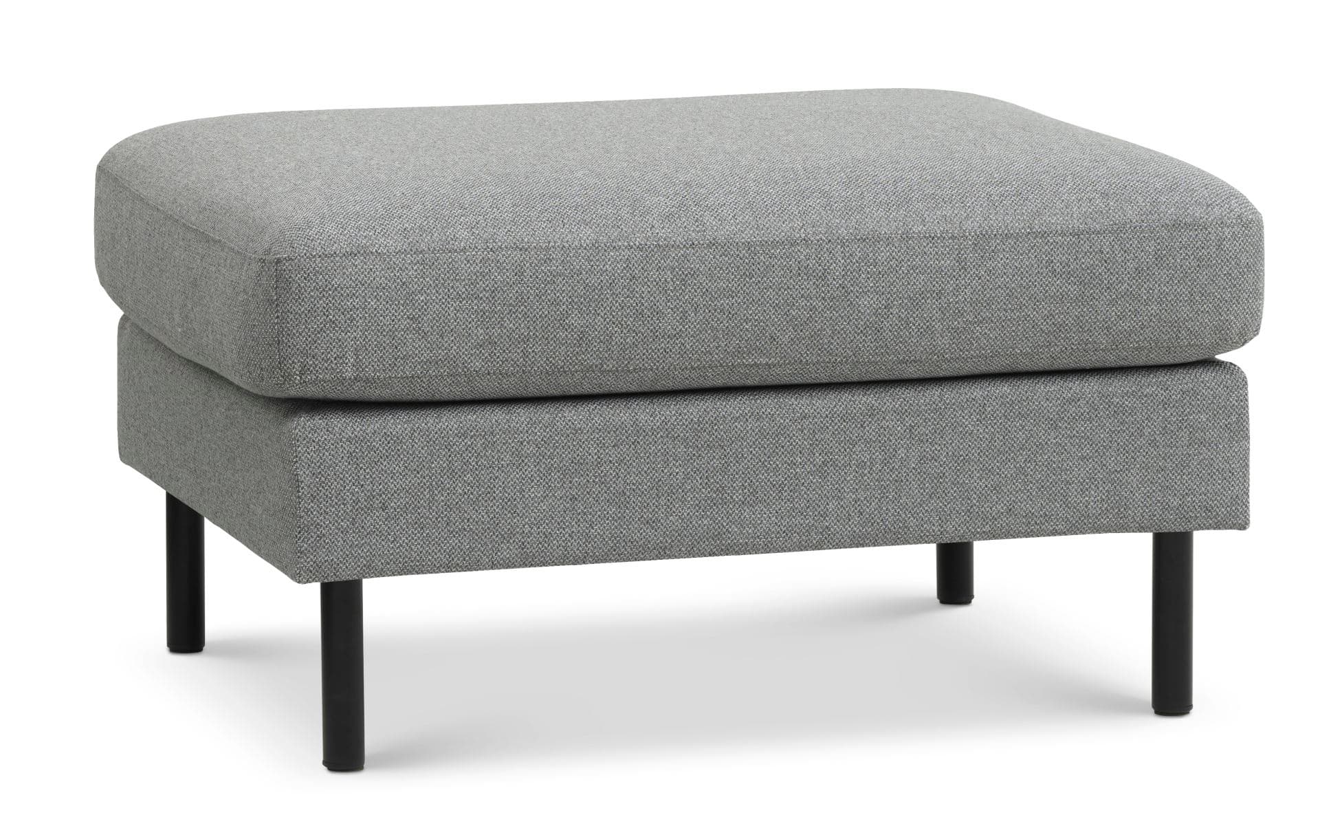 Askpuff, rektangulär - ljus granitgrå polyesterväv och svart metall (85x70)