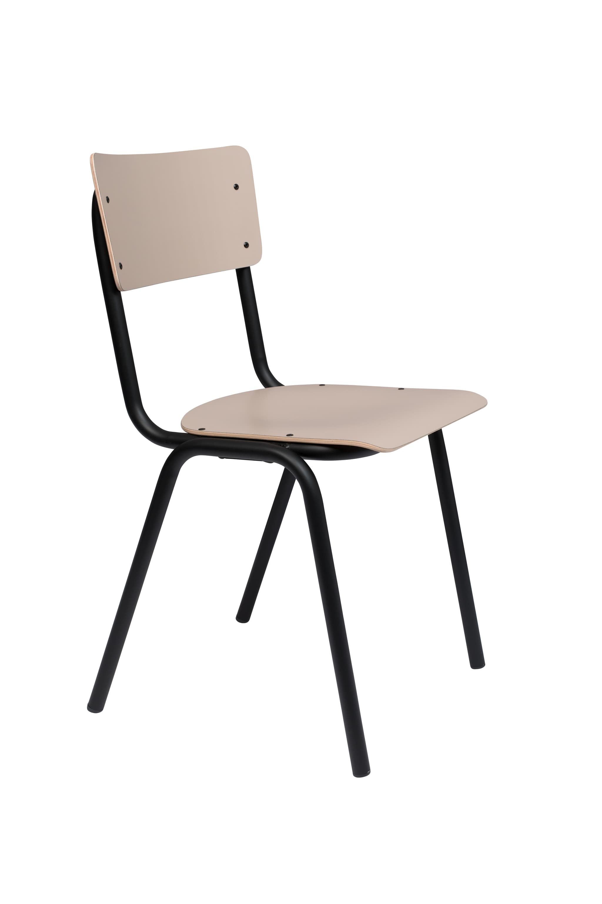 ZUIVER Back To School matbordsstol, stapelbar - mattbeige HPL och svart stål
