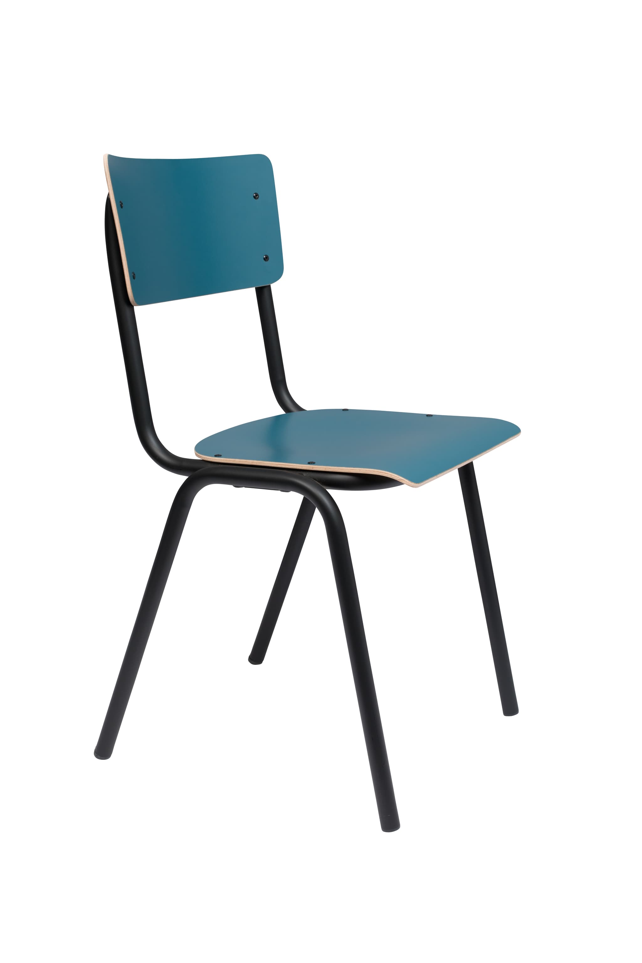 ZUIVER Back To School matbordsstol, stapelbar - matt bensin HPL och svart stål
