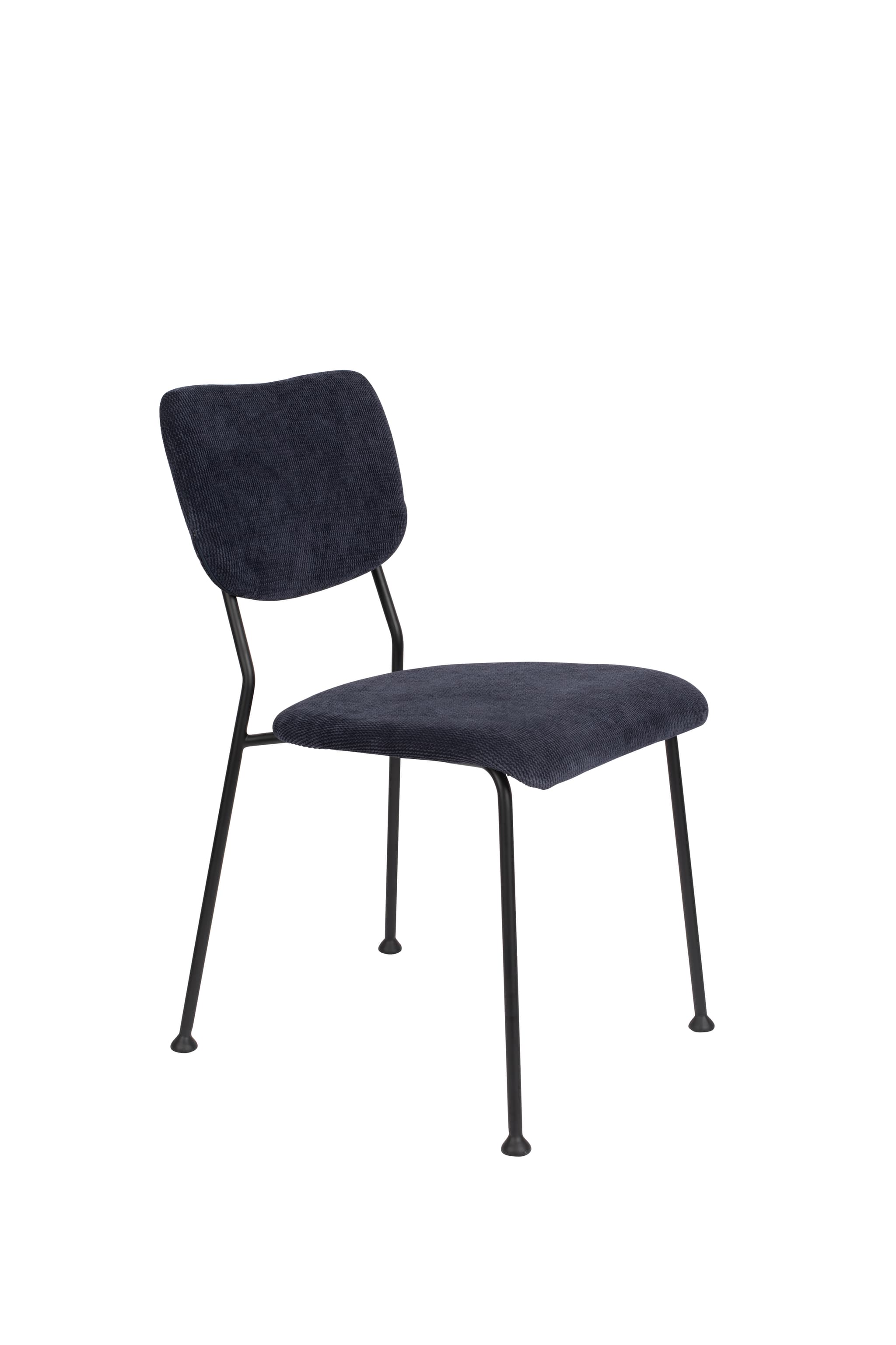 ZUIVER Benson matbordsstol - mörkblå sammetspolyester/nylon och svart stål