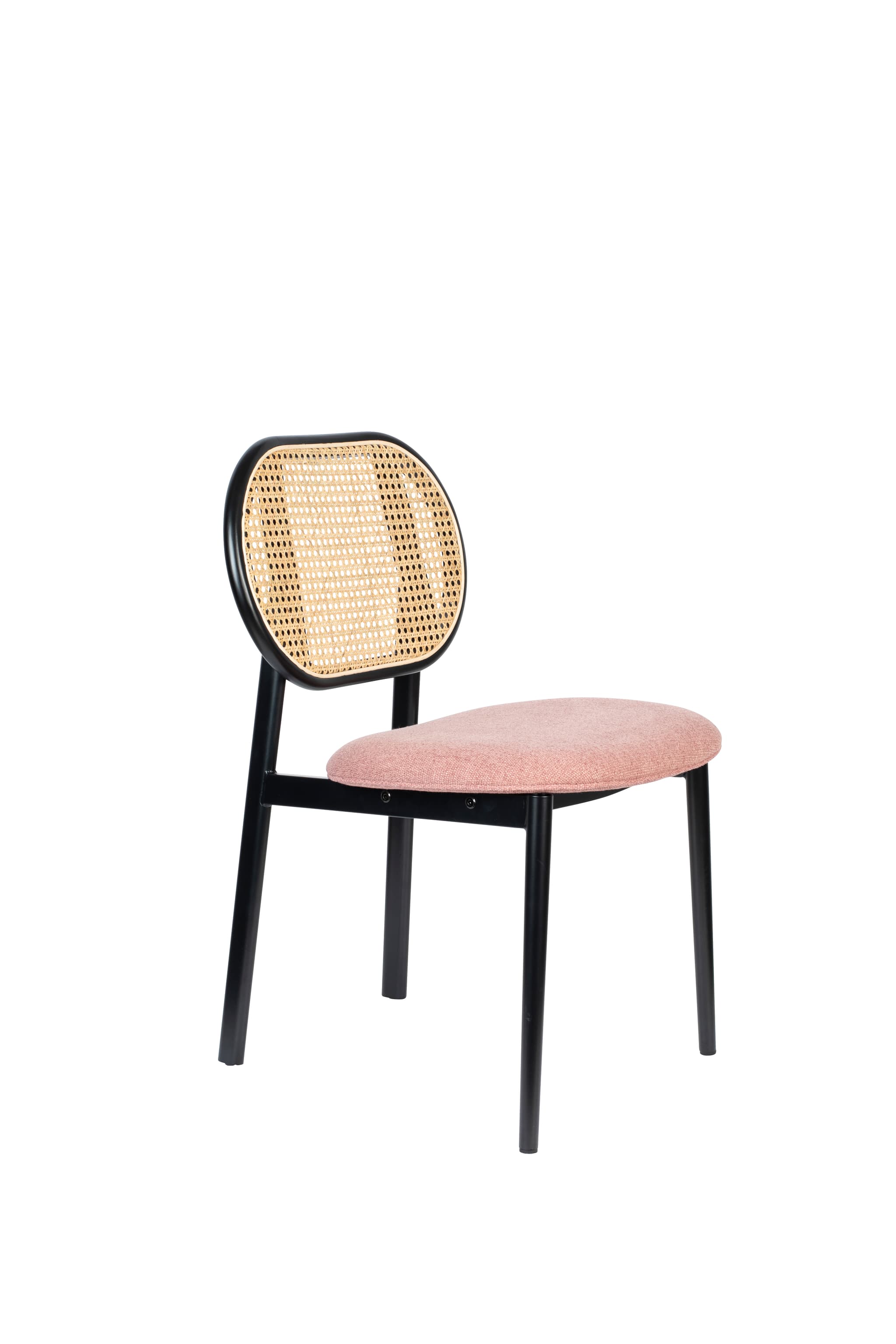 ZUIVER Spike matstol - naturlig rotting, rosa polyester och svart stål