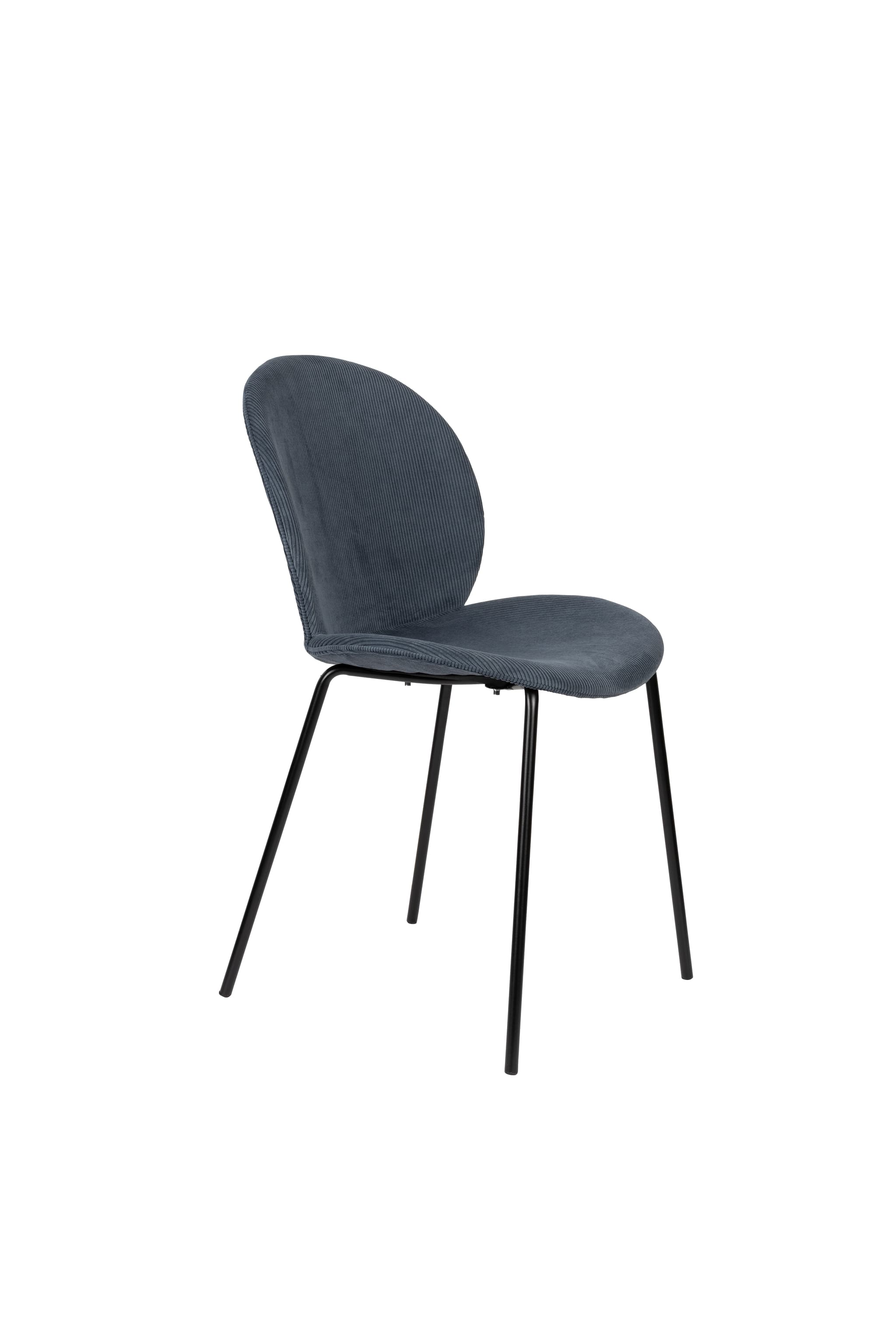 ZUIVER Bonnet matstol - gråblått sammetstyg och svart metall