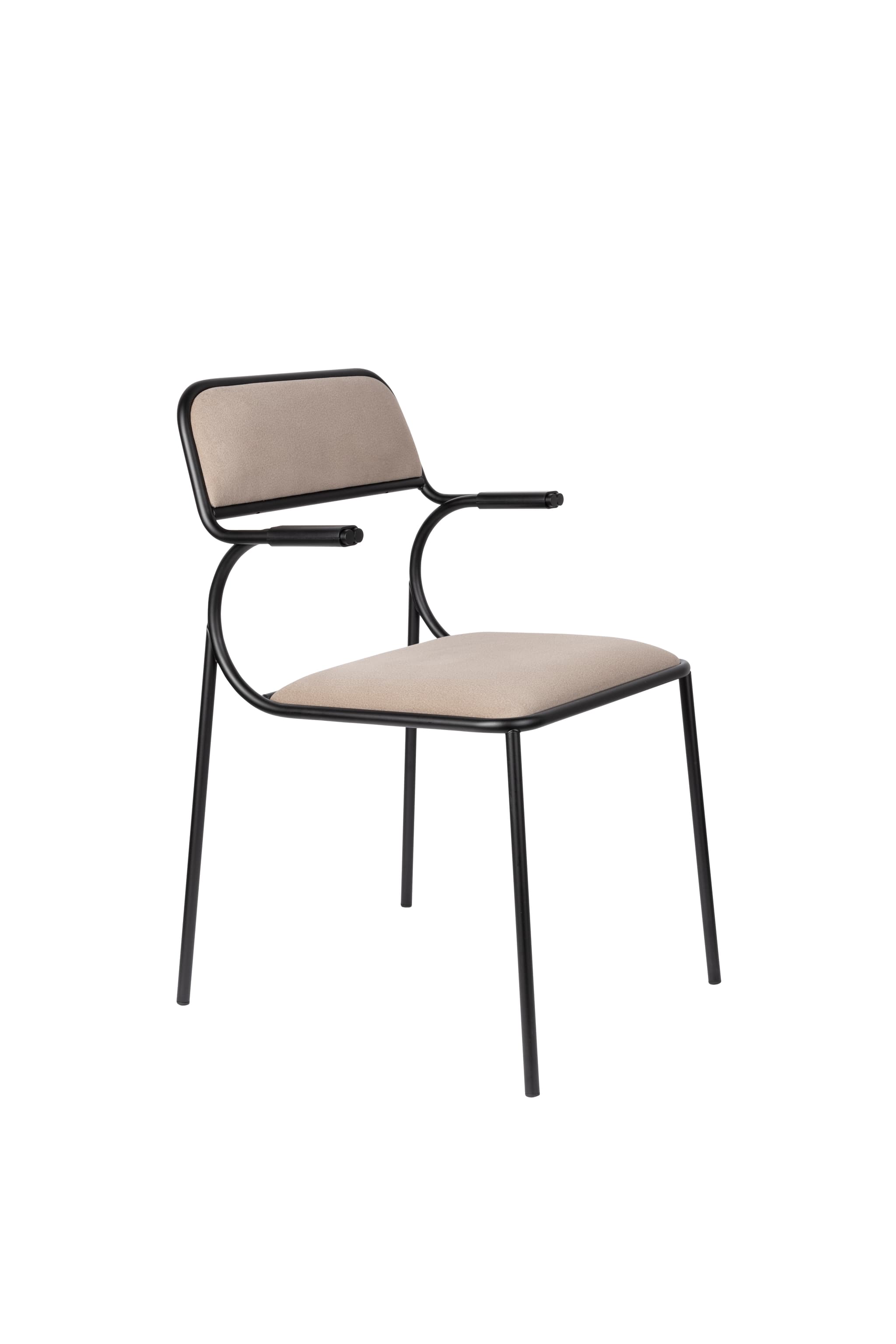 ZUIVER Alba fåtölj, med armstöd - beige sammet och svart metall