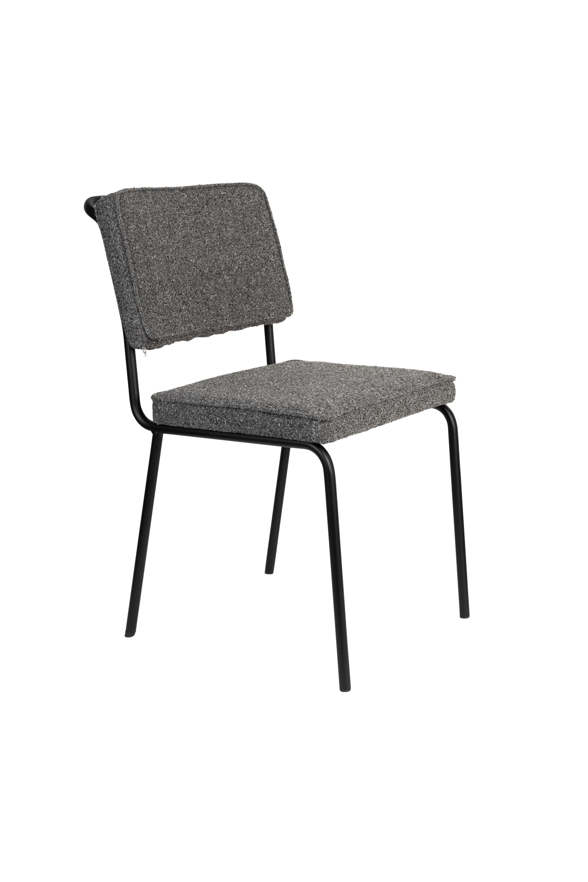 ZUIVER Buddy matstol - grått bouclétyg och svart metall