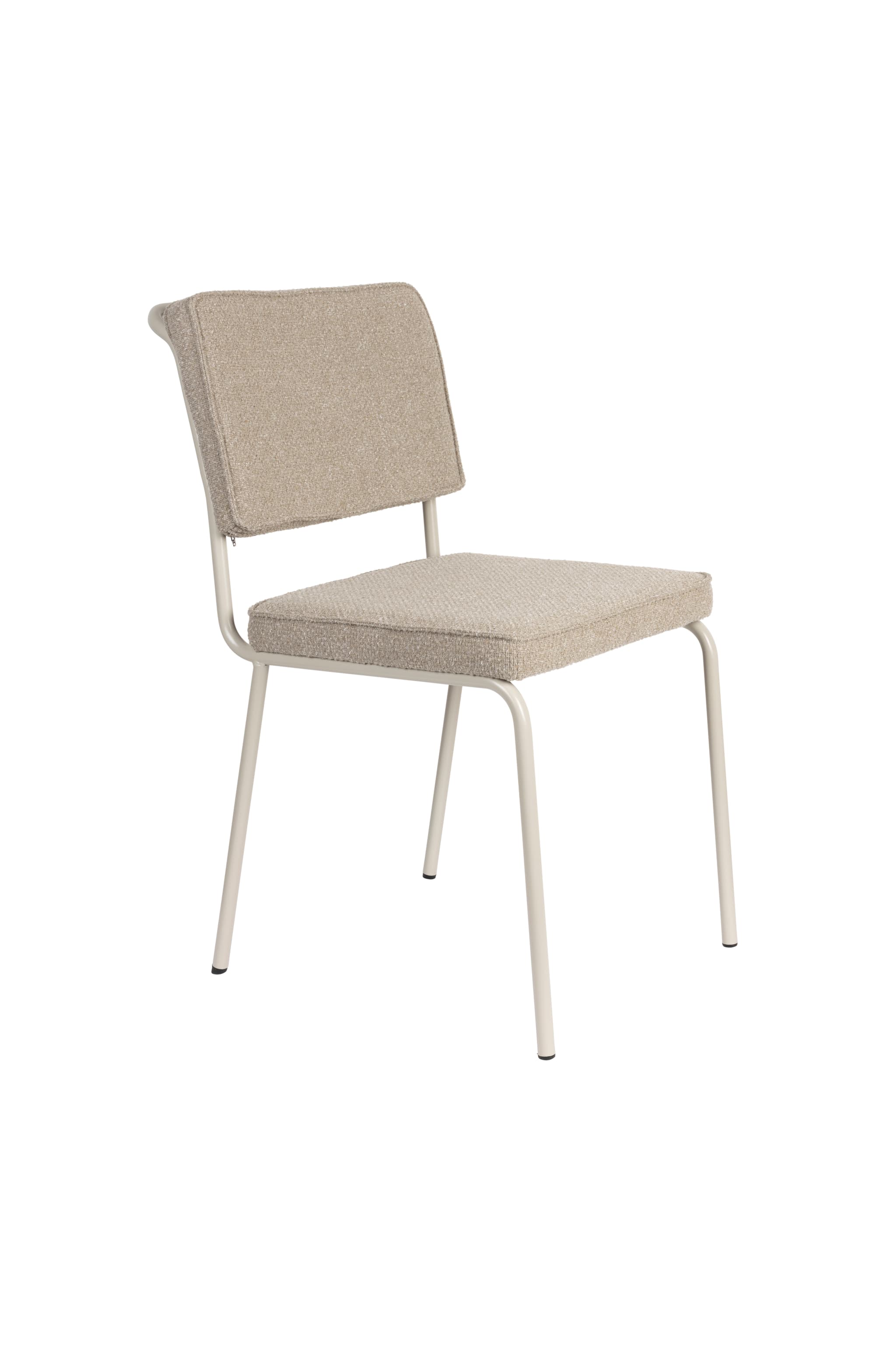 ZUIVER Buddy matstol - beige bouclétyg och beige metall