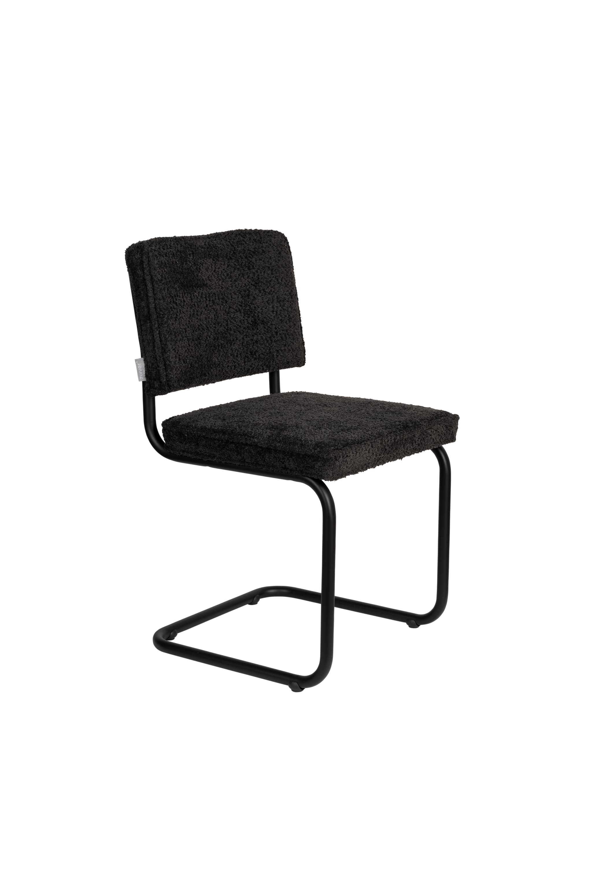 ZUIVER Ridge Mjuk matstol - svart polyester/nylon och svart krom