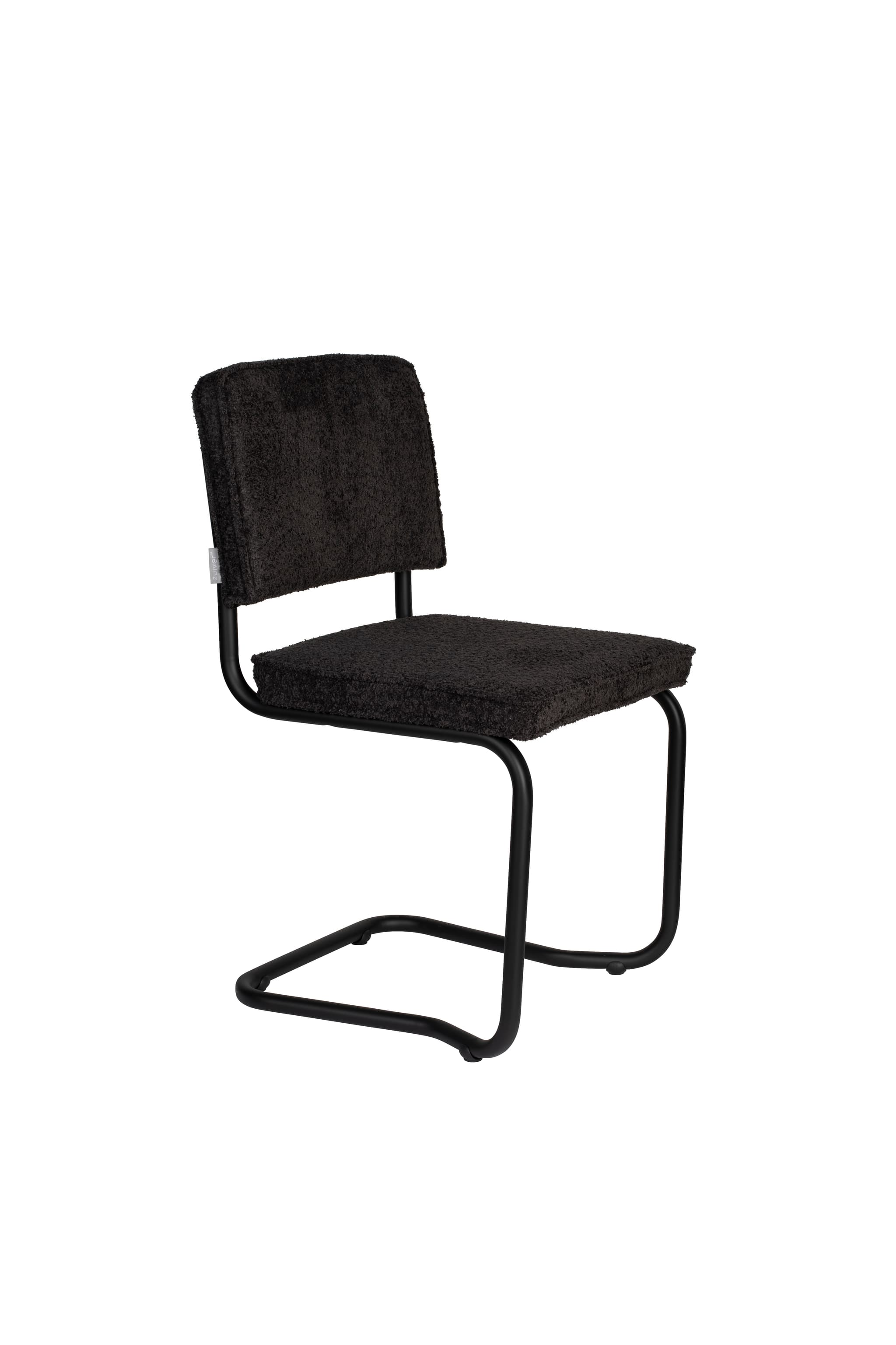 ZUIVER Ridge Dining Chair - Kink Mjukt svart tyg och rörformad ram, stapelbar