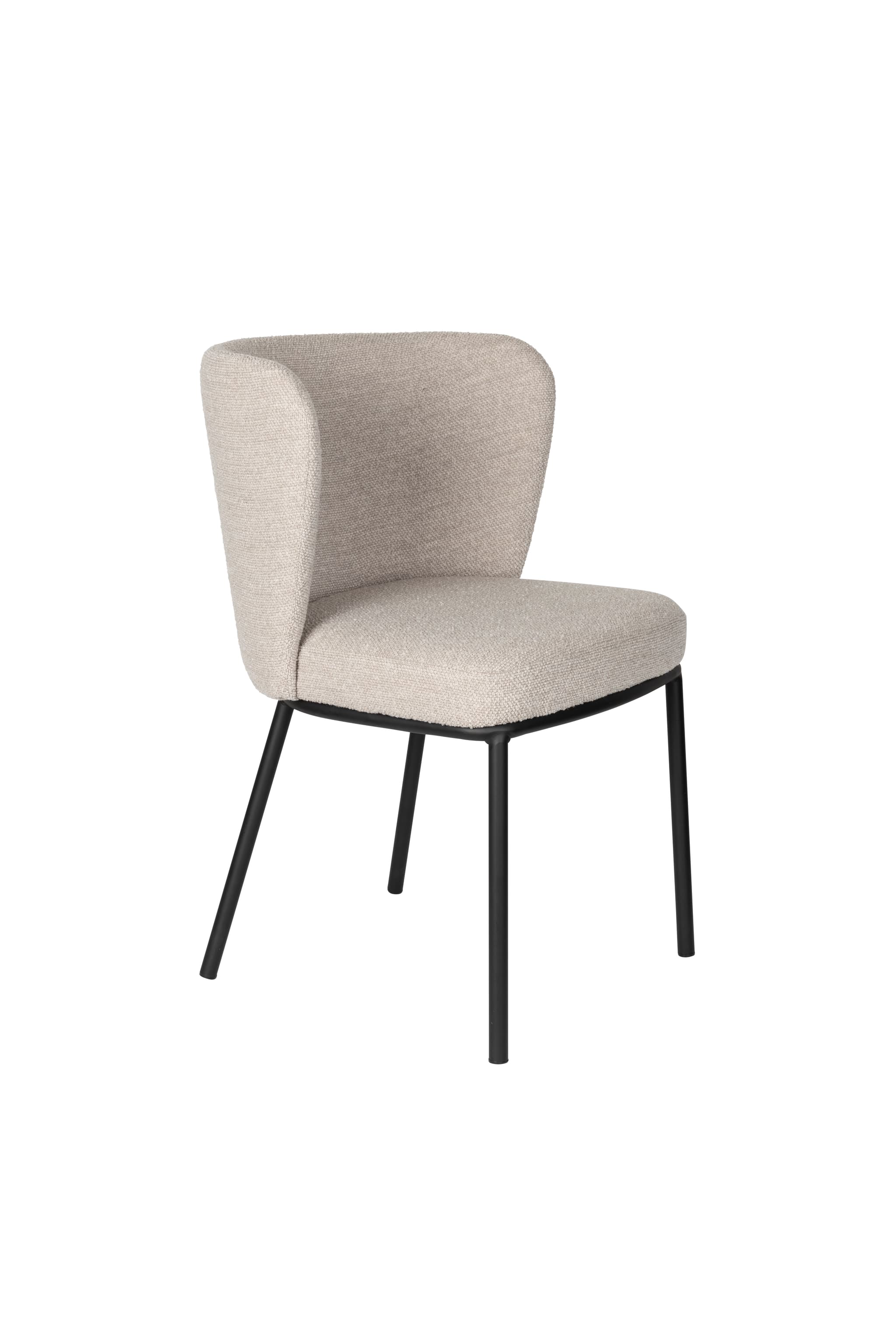 WHITE LABEL LIVING Guus matstol - beige bouclé polyester och svart metall