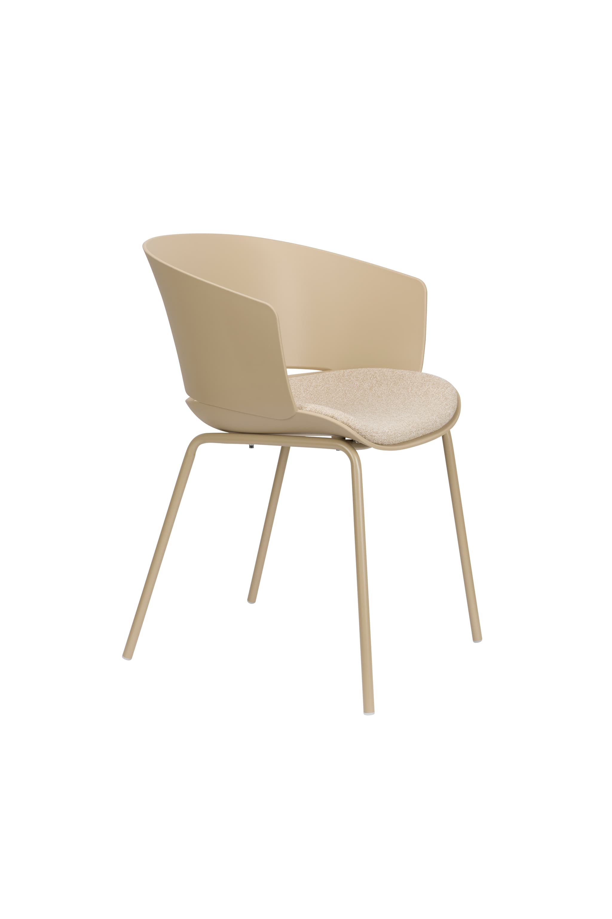 WHITE LABEL LIVING Jessica matstol, med läder. armstöd - beige polypropen/polyester/metall