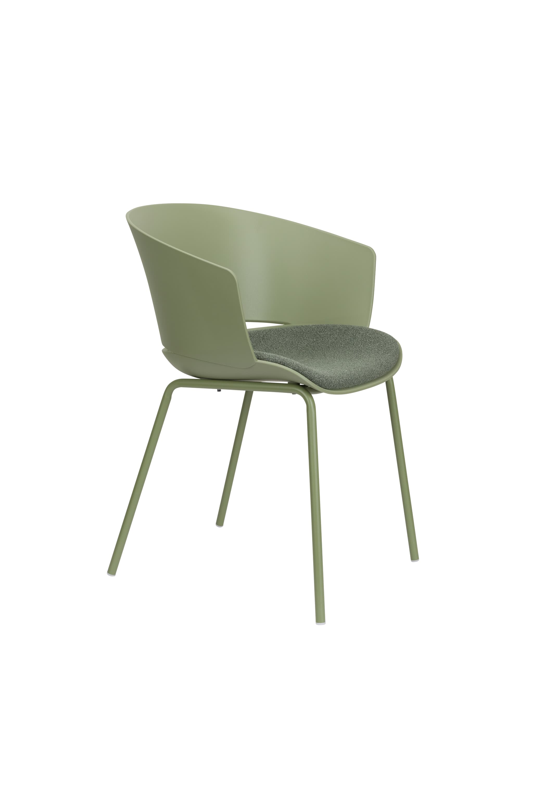 WHITE LABEL LIVING Jessica matstol, med läder. armstöd - grön polypropen/polyester/metall