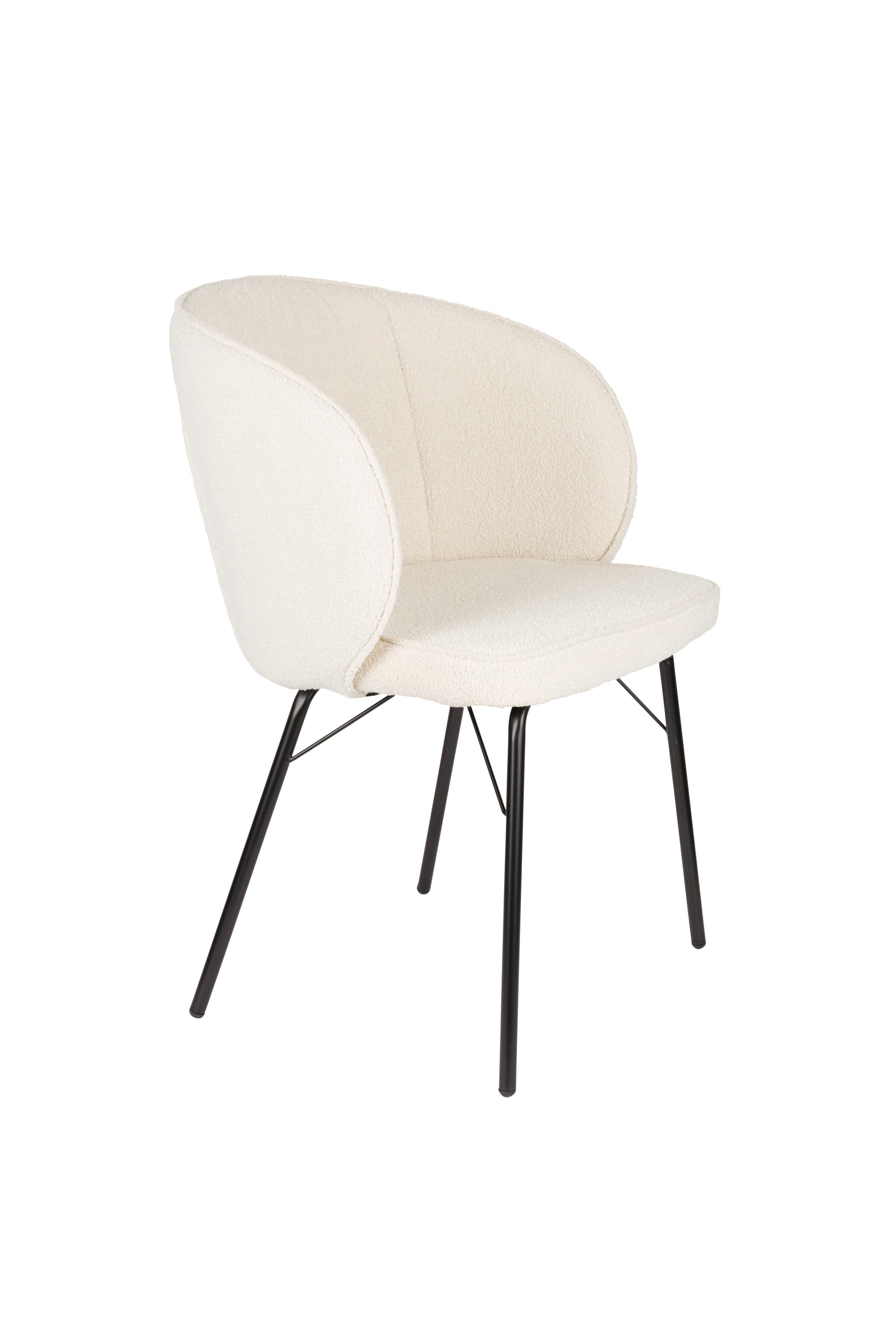 WHITE LABEL LIVING Joa matstol, med armstöd - vit polyester och svart järn