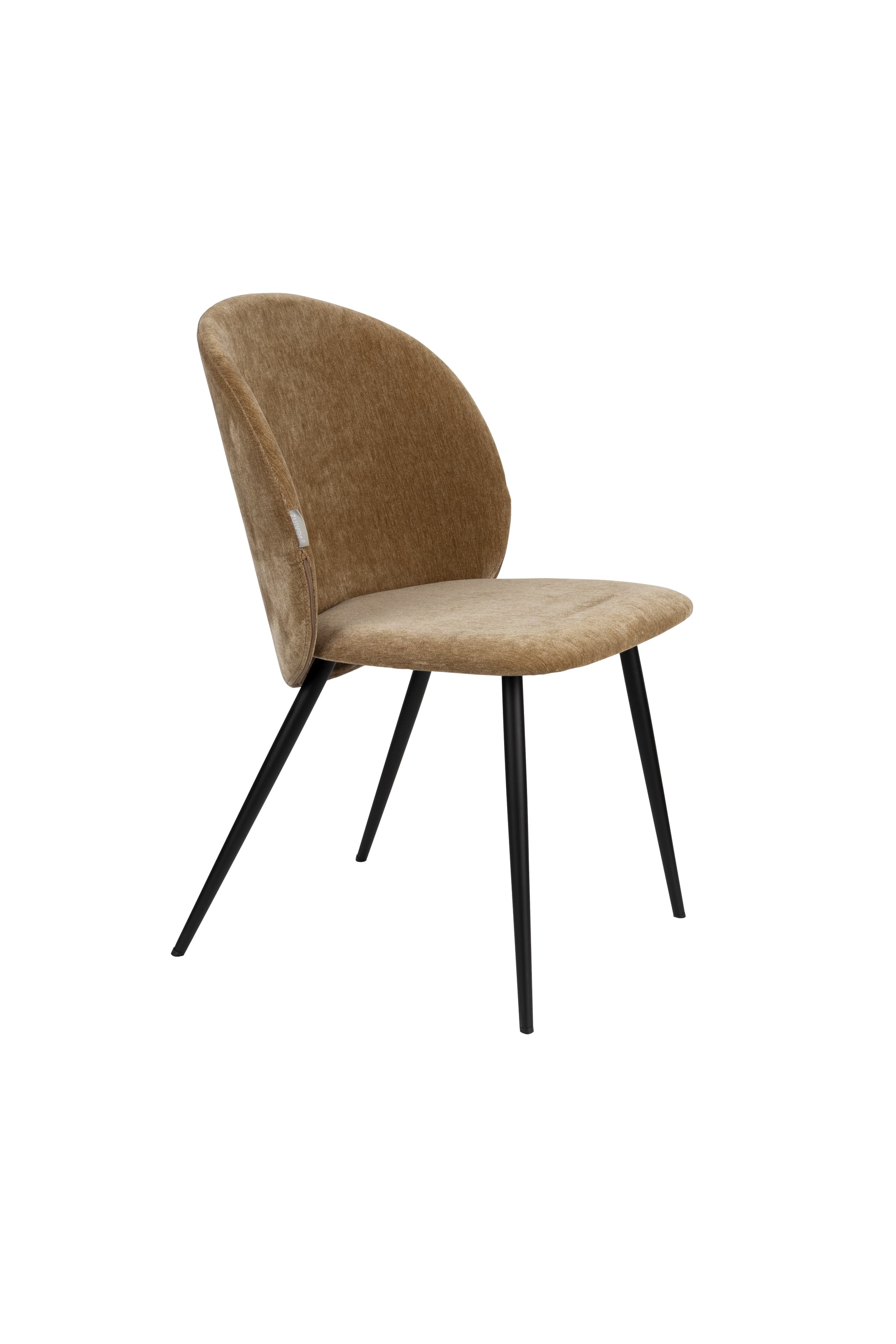 ZUIVER Mysig matstol - senap polyester sammet och svart metall