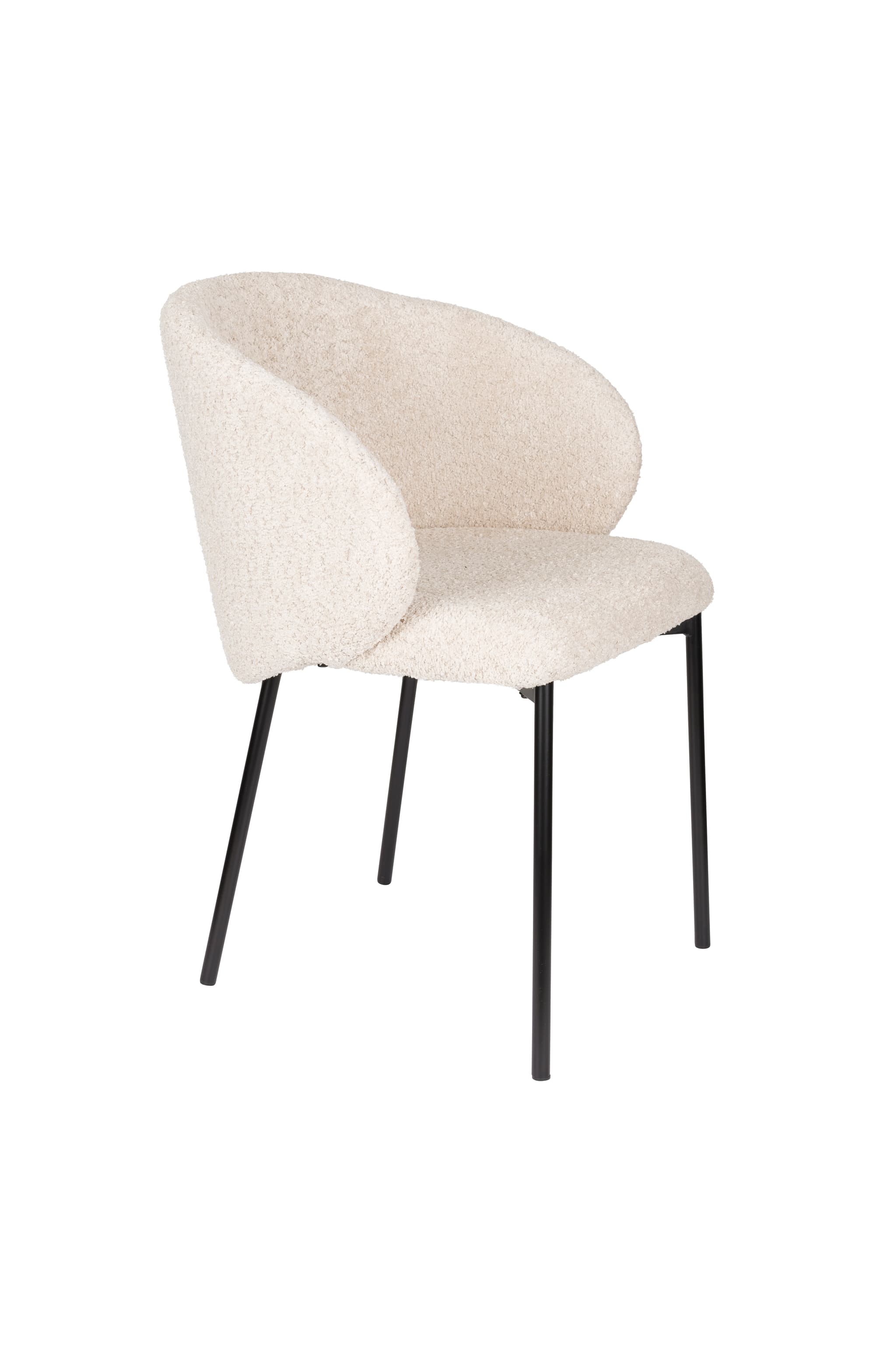 WHITE LABEL LIVING Ayle matstol, med lock. armstöd - benvit polyester och svart järn