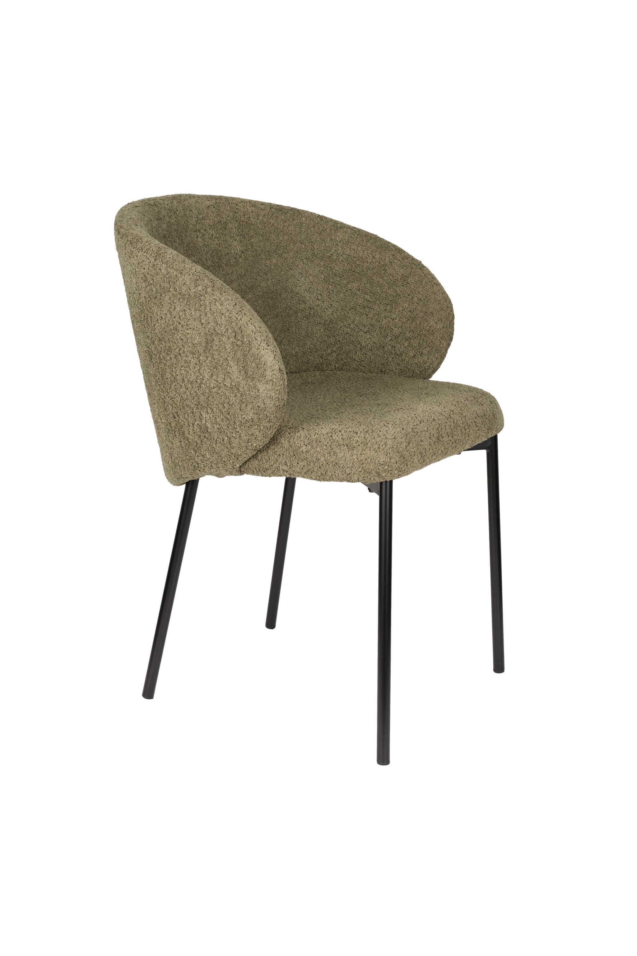 WHITE LABEL LIVING Ayle matstol, med lock. armstöd - mossgrön polyester och svart järn