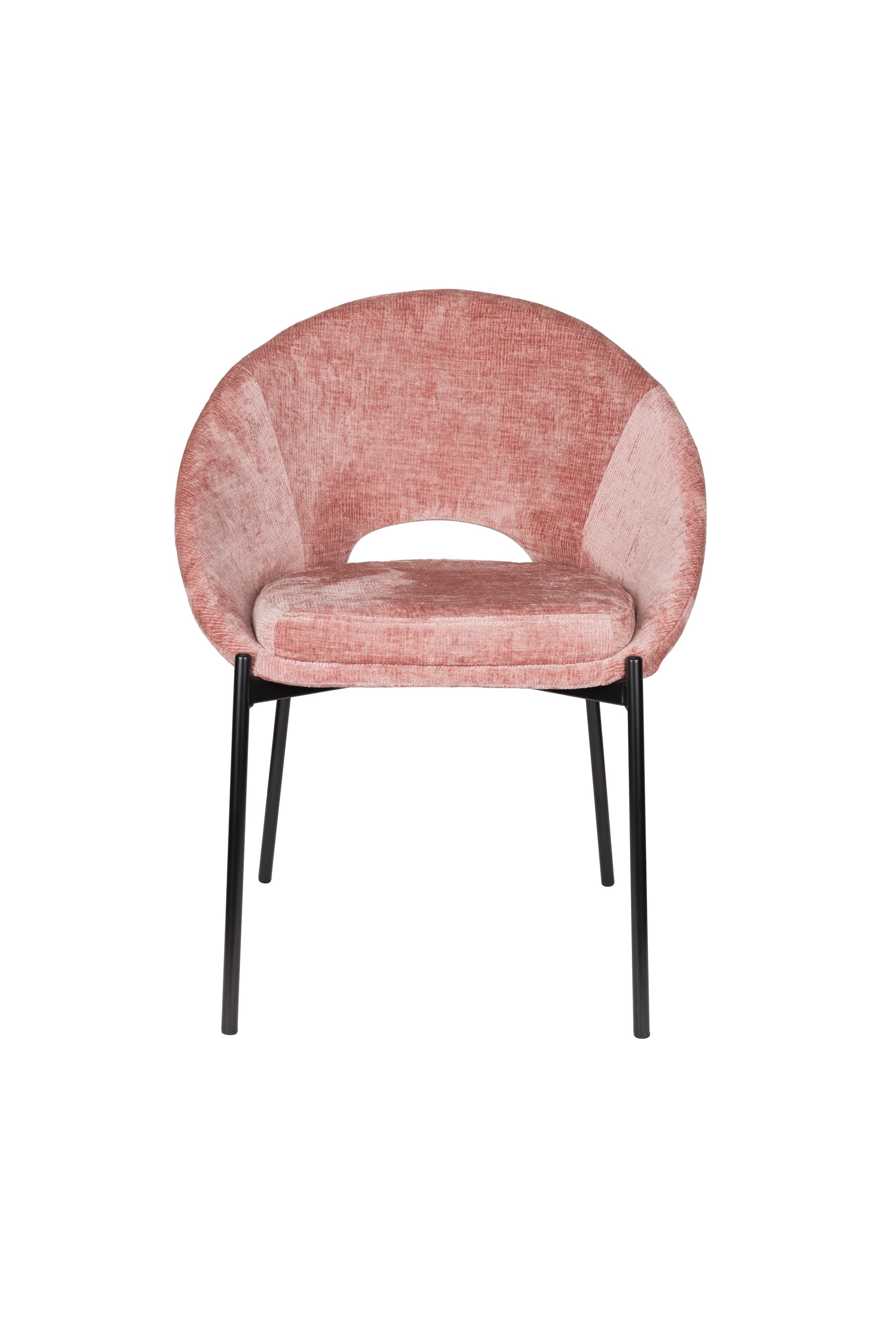 WHITE LABEL LIVING Dando matstol - gammalrosa polyester och svart järn