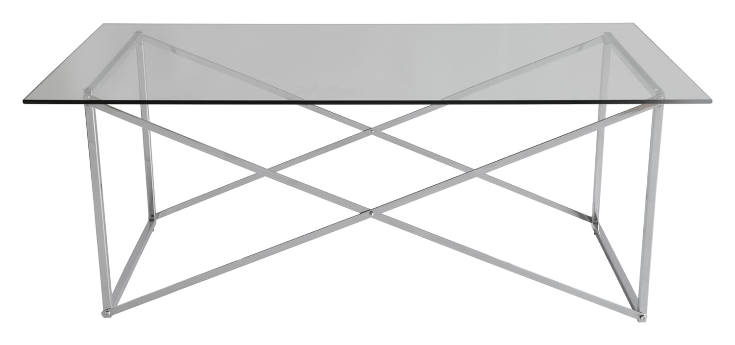 RGE Cross soffbord - glas/silverglas/metall, rektangulärt (120x65)