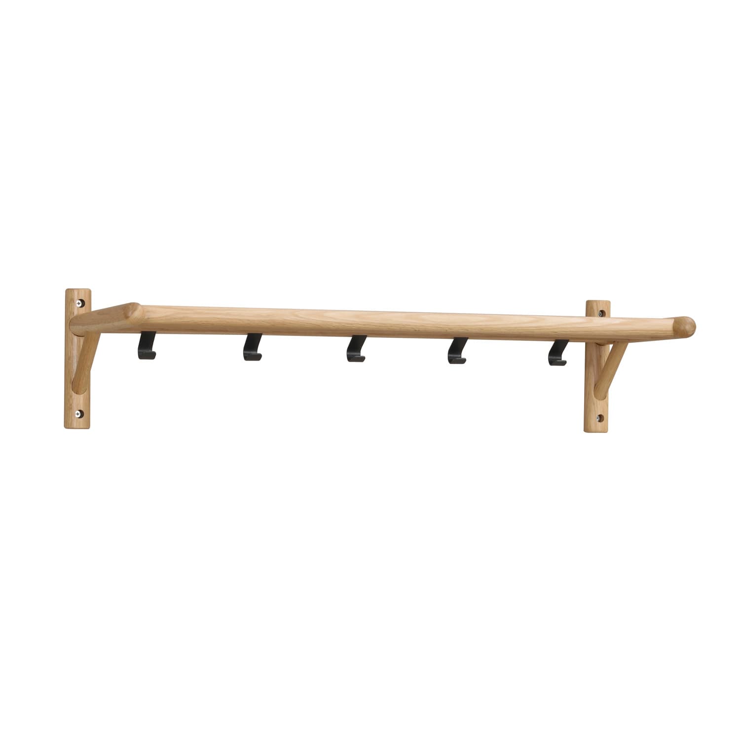 ROWICO rektangulär Milford hatthylla med 5 krokar - naturlig ek och svart metall (80cm)