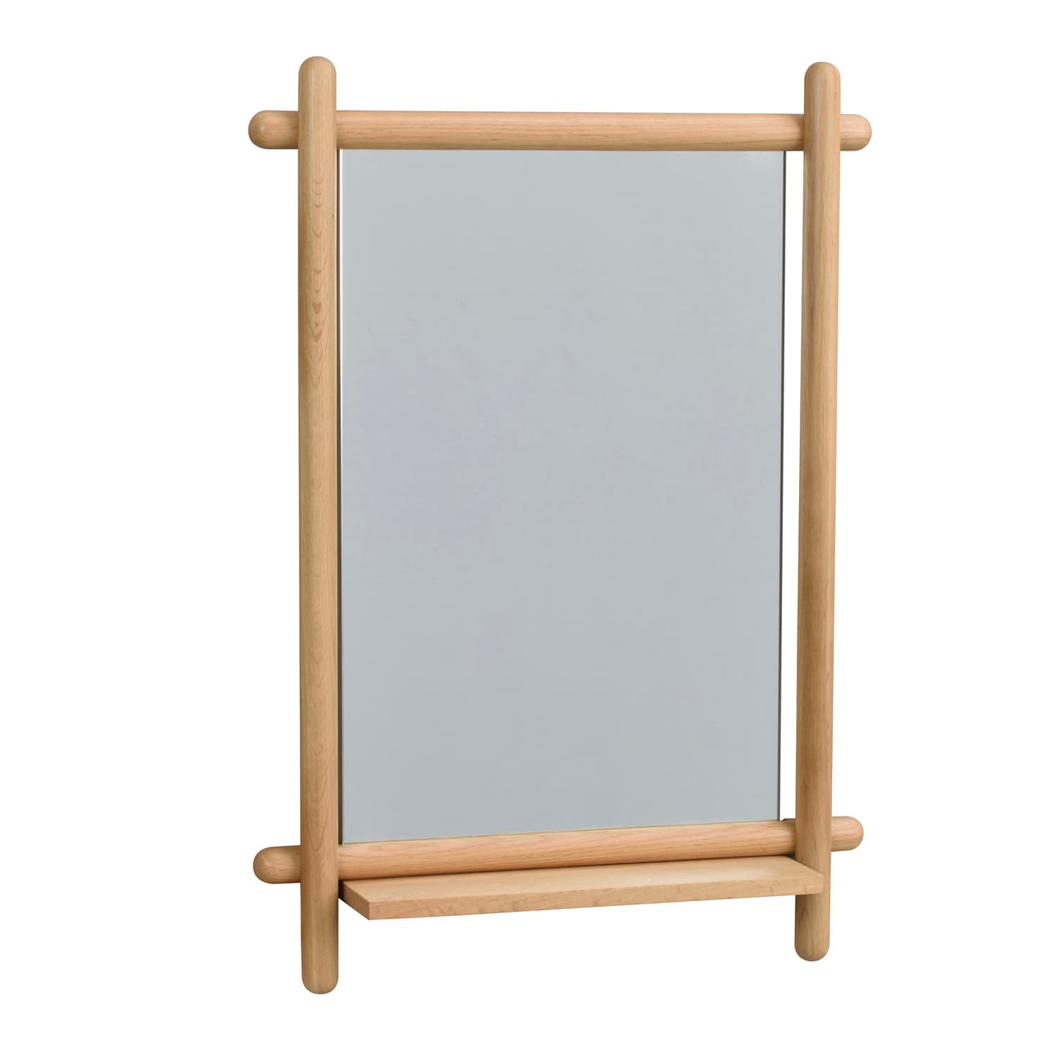 ROWICO Rektangulär Milford Väggspegel med Hylla - Spegelglas och Naturlig Ek (74 x 52 cm)