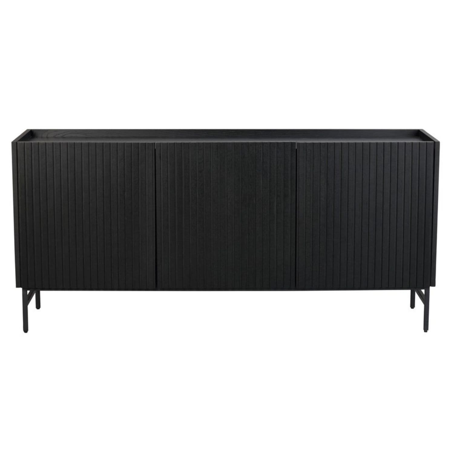 ROWICO Lancaster Skänk, med 3 Luckor - Svart Trä och Svart Metall (160 x 75 cm)