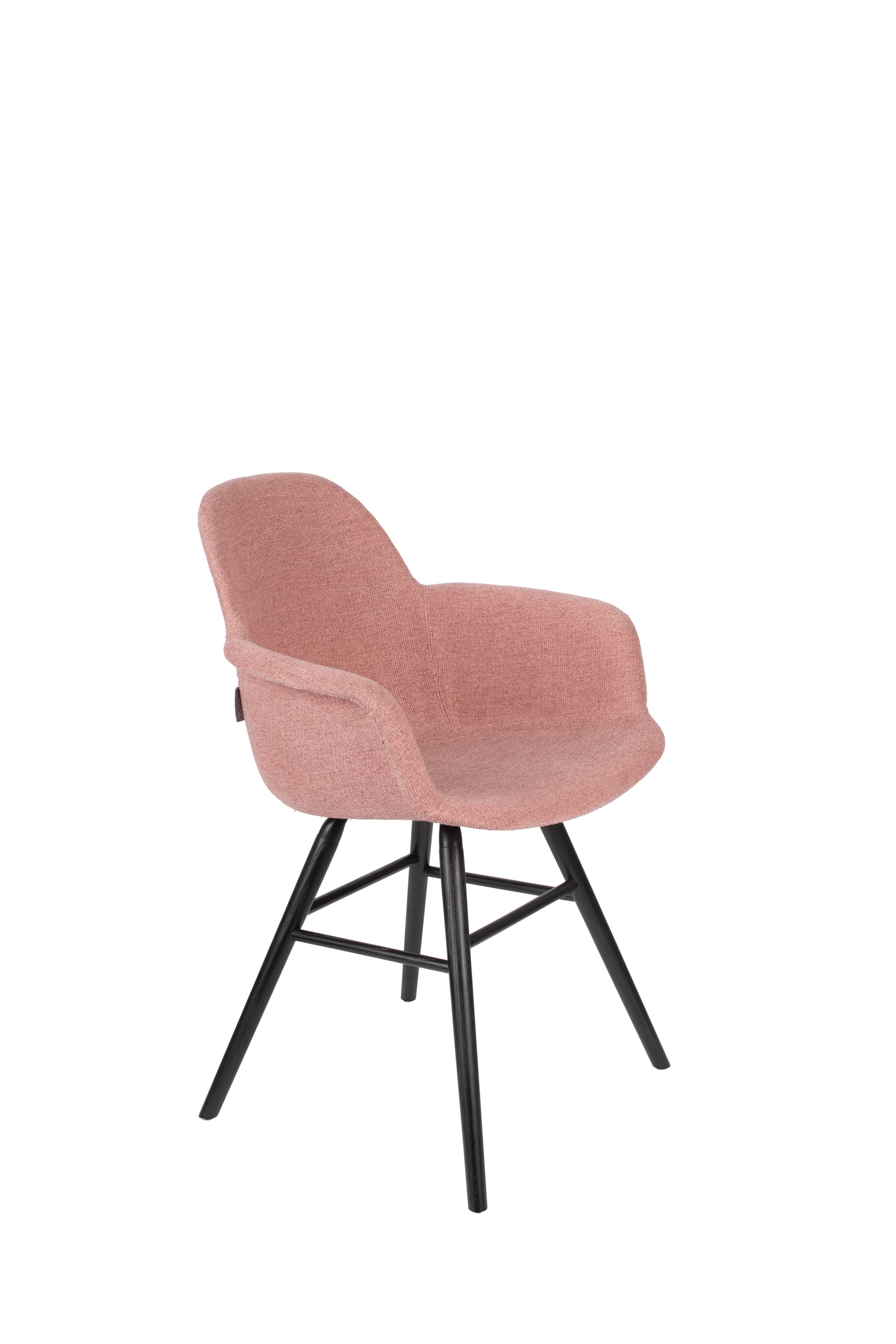 ZUIVER Albert Kuip Mjuk fåtölj, med armstöd - rosa polyester och svart ask
