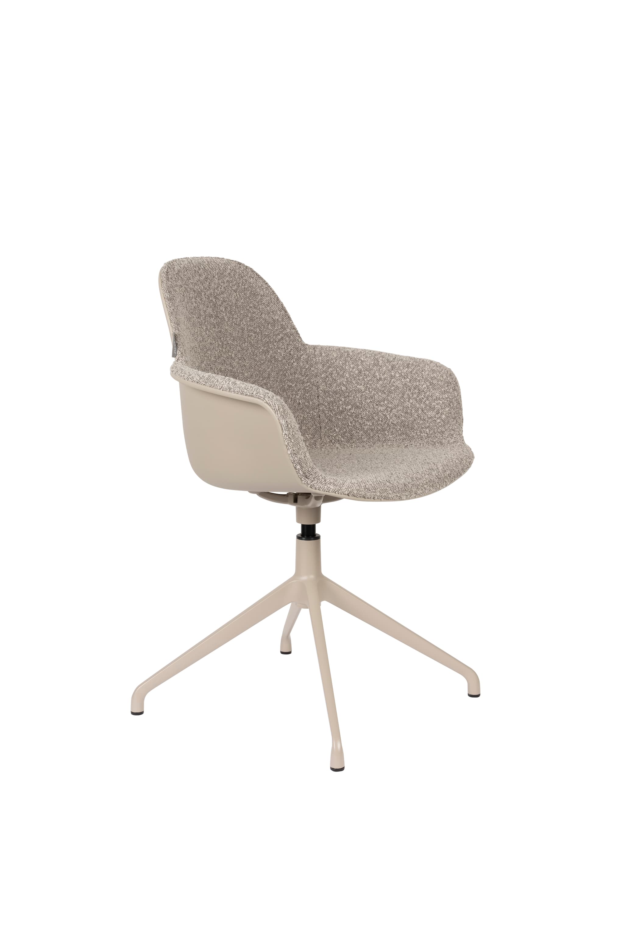 ZUIVER Albert Kuip matbordsstol, med armstöd och vridfunktion - taupe polyester och taupe aluminium