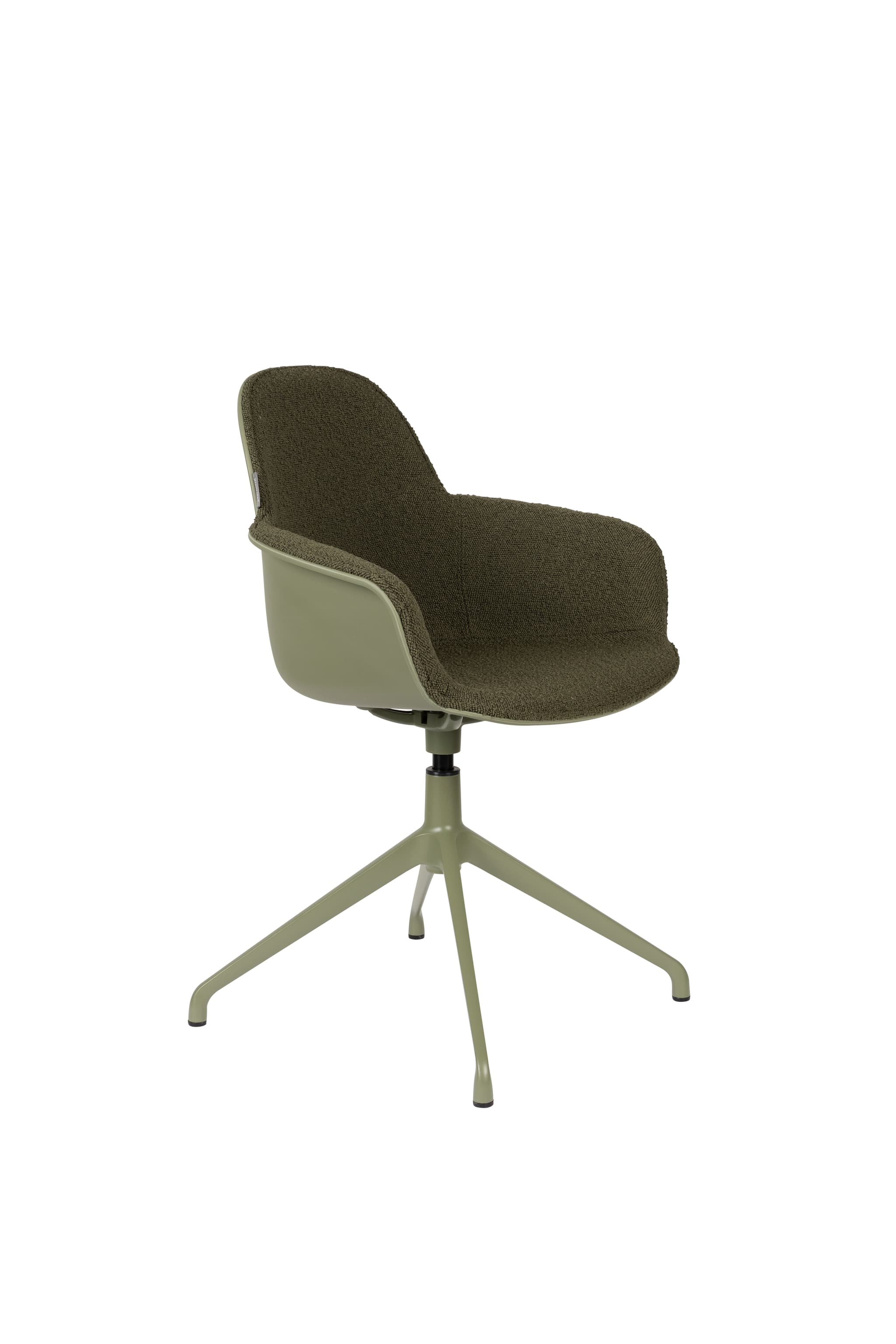 ZUIVER Albert Kuip matbordsstol, med armstöd och vridfunktion - grön polyester och grön aluminium