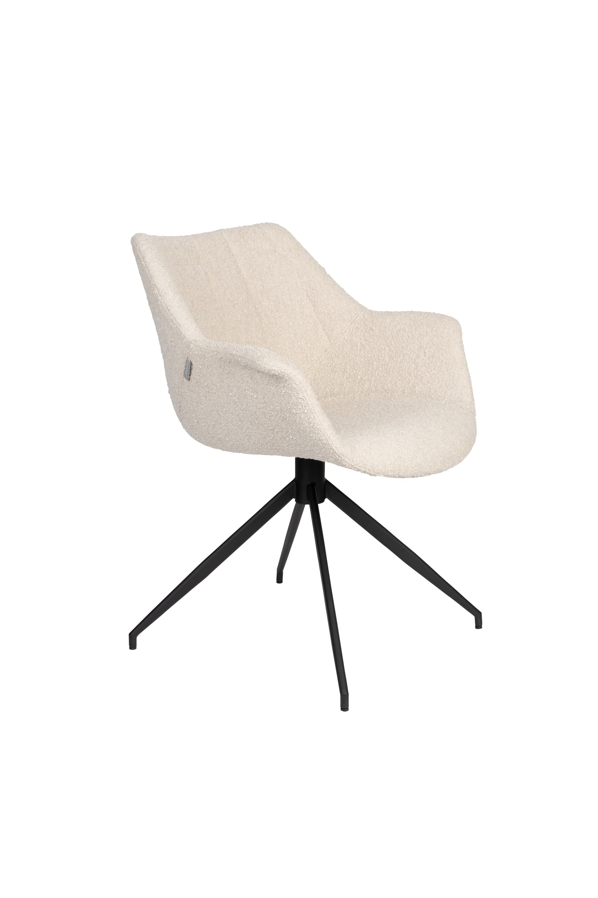 ZUIVER Doulton Snurrstol, med armstöd - naturlig polyakryl/polyester och svart stål