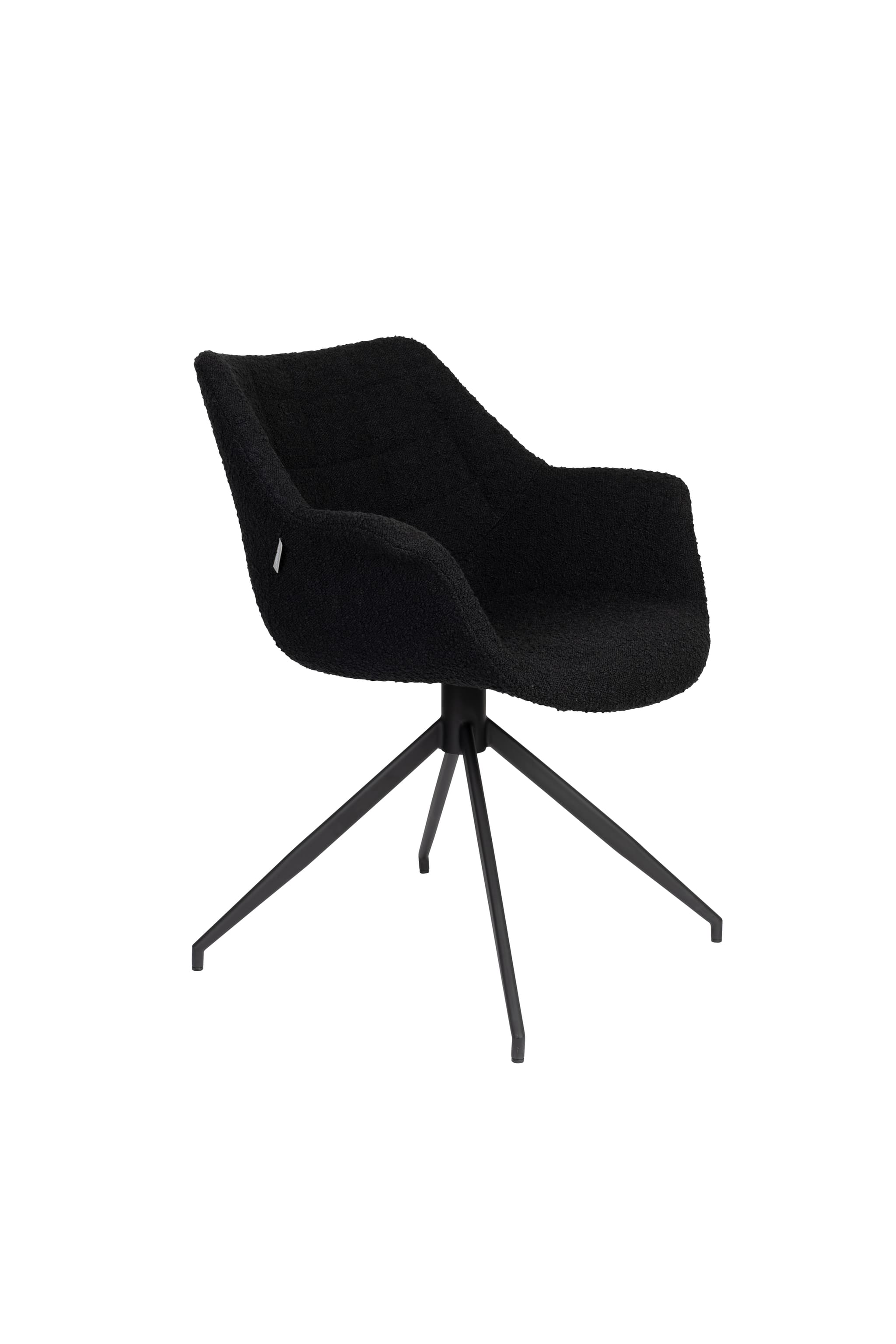 ZUIVER Doulton Swivel snurrstol, med armstöd - svart polyakryl/polyester och svart stål