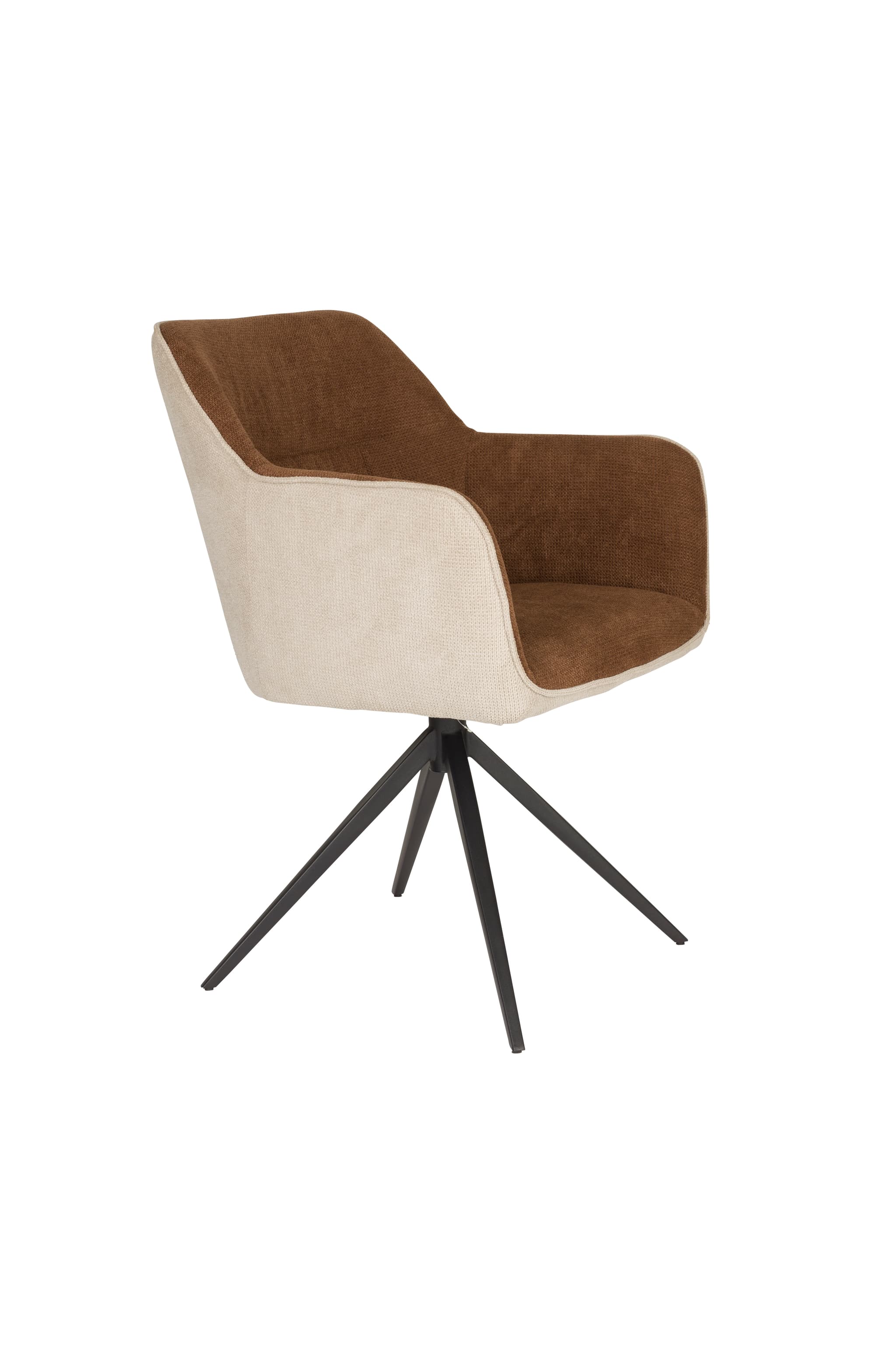 WHITE LABEL LIVING Daley matbordsstol, med läder. armstöd - beige/brun polyester och svart järn