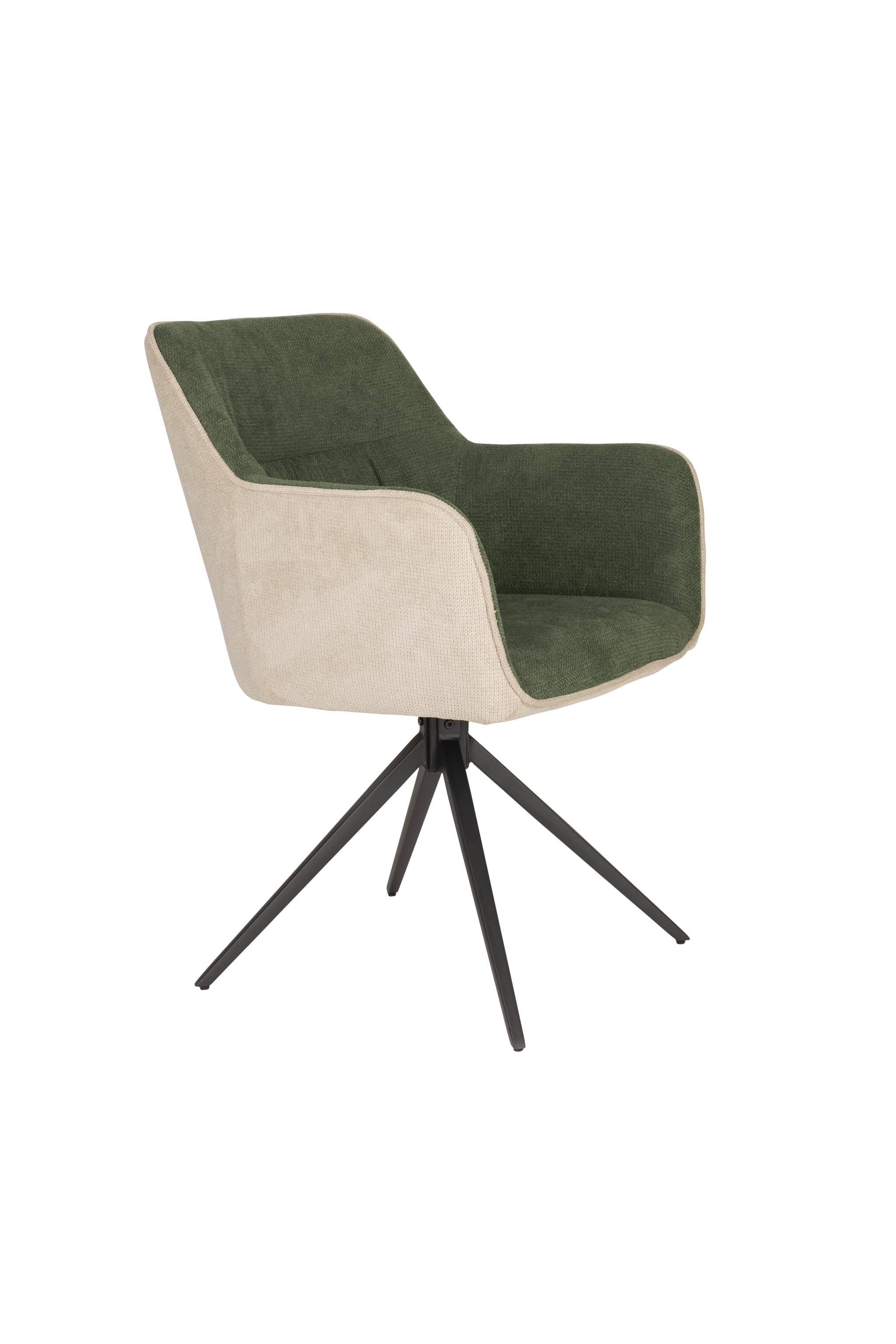 WHITE LABEL LIVING Daley matbordsstol, med läder. armstöd - beige/grön polyester och svart järn