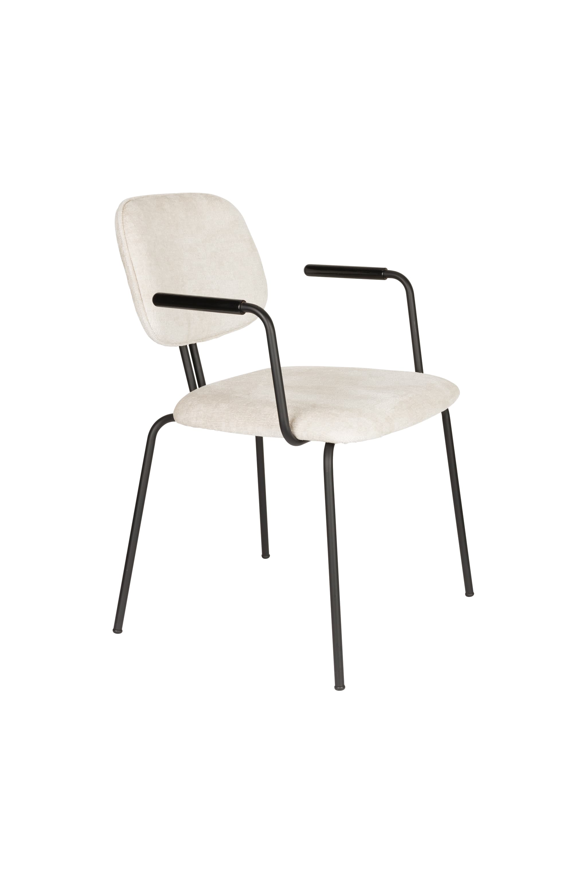 WHITE LABEL LIVING Bouton matstol, stapelbar, med lock. armstöd - benvit polyester och svart järn