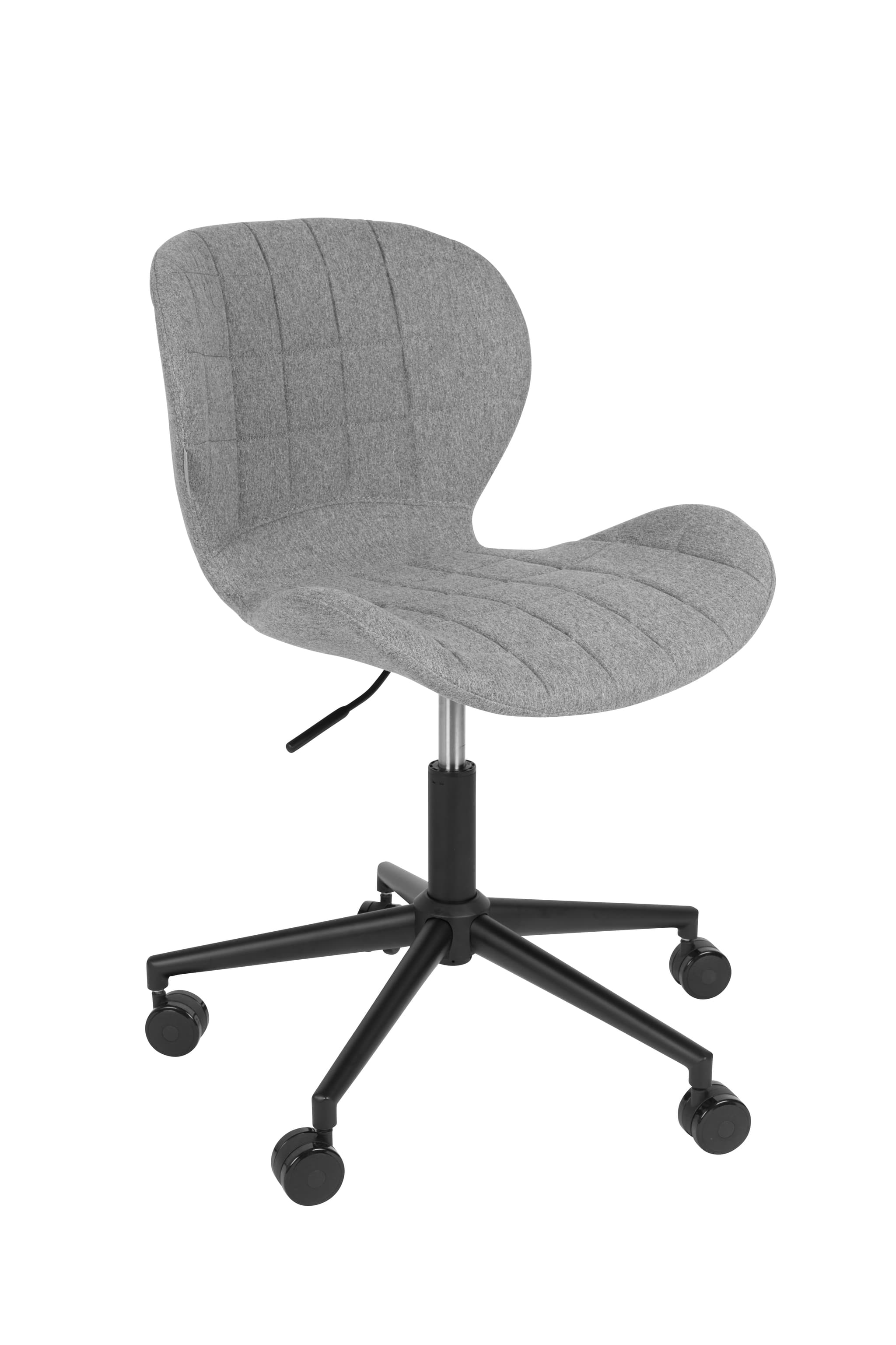 ZUIVER OMG kontorsstol, höj- och sänkbar, med hjul - grå polyester och svart metall