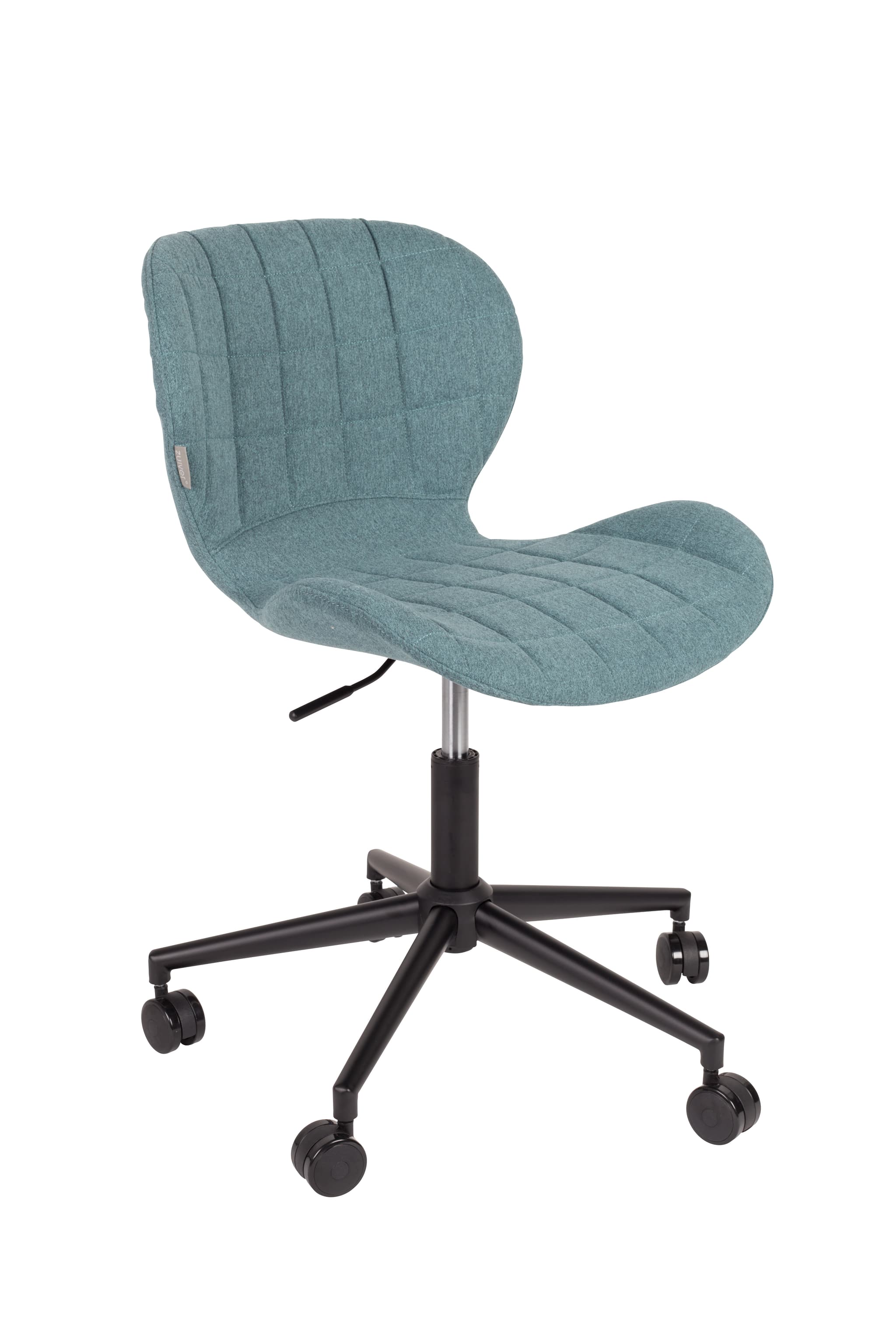 ZUIVER OMG kontorsstol, höj- och sänkbar, med hjul - blå polyester och svart metall