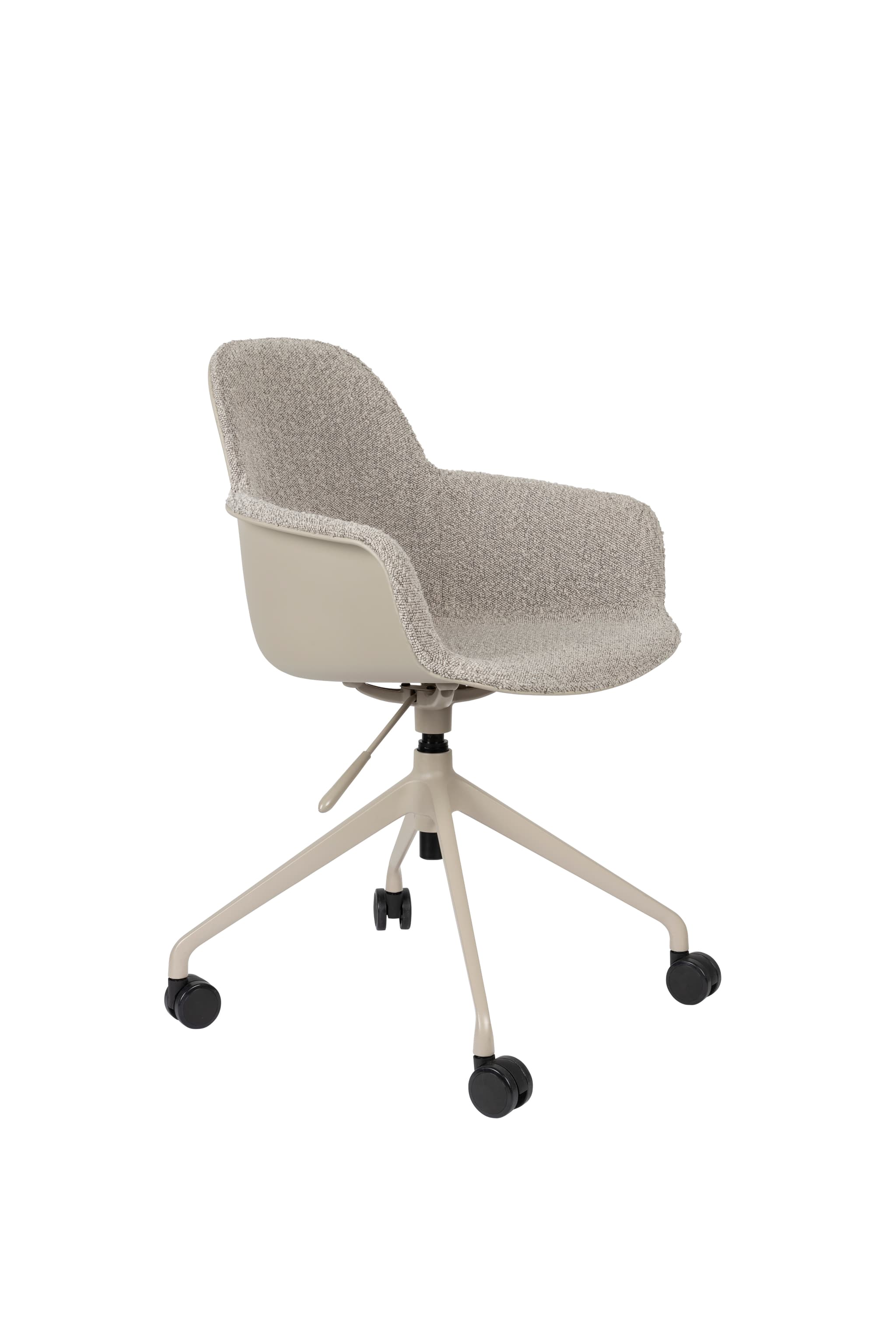 ZUIVER Albert Kuip kontorsstol, med armstöd och hjul - taupe polyester och taupe aluminium
