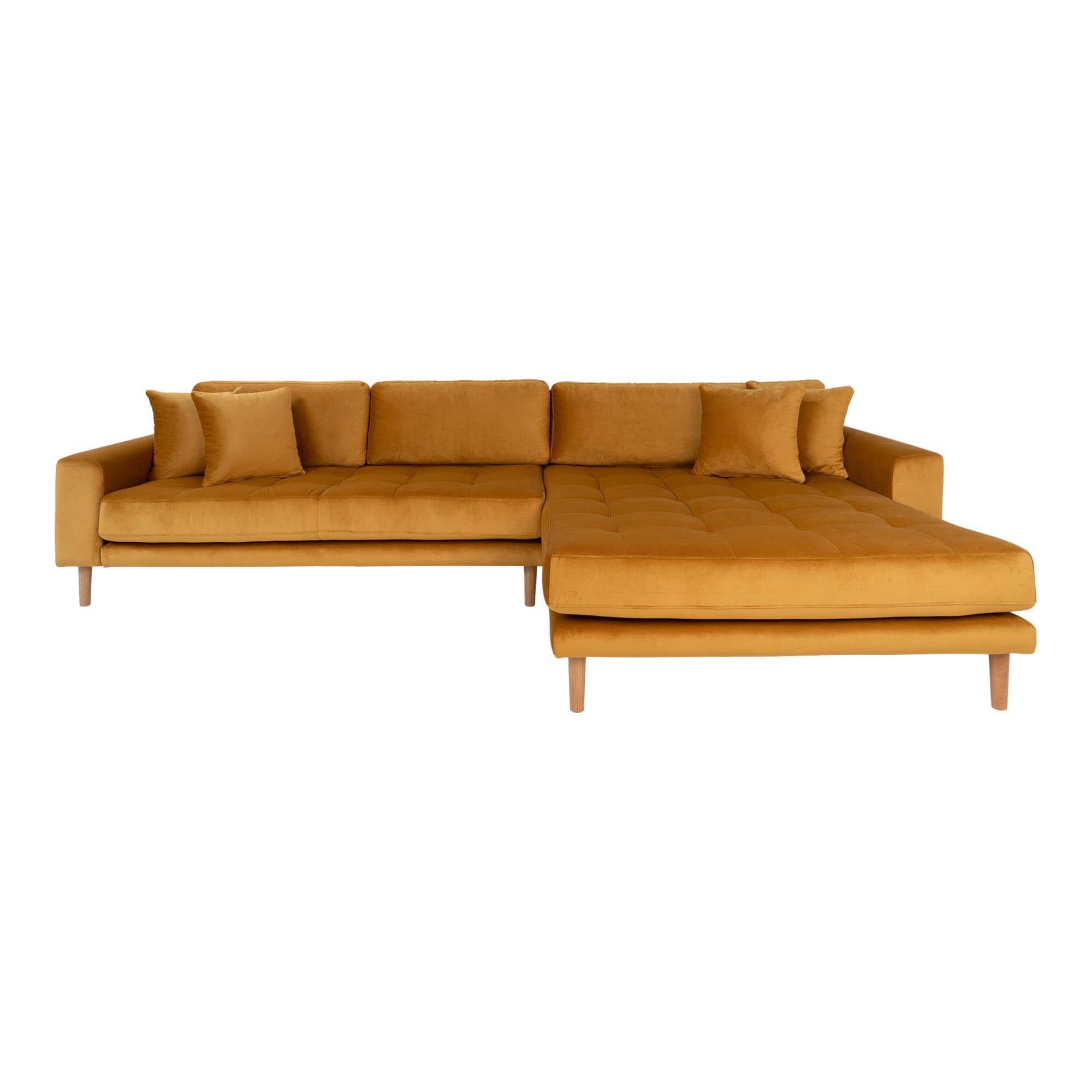 HOUSE NORDIC Lido Soffa, med Högervänd Schäslong - Senapsgul Velour