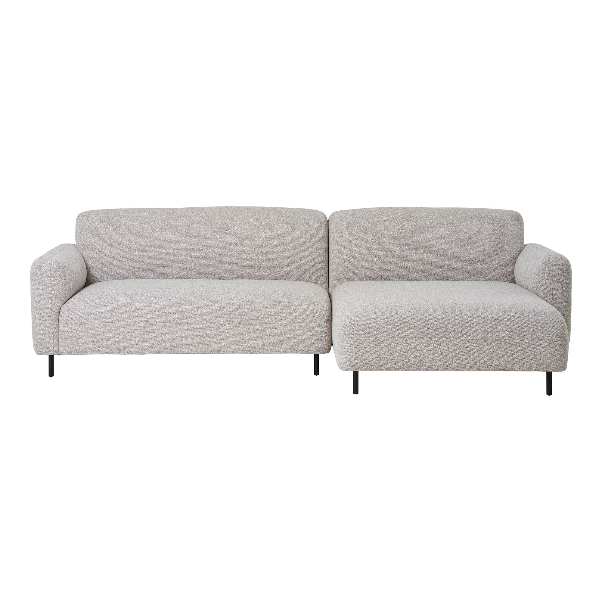 HOUSE NORDIC Salvador loungesoffa, med schäslong höger - ljusgrått bouclé polyestertyg och svart