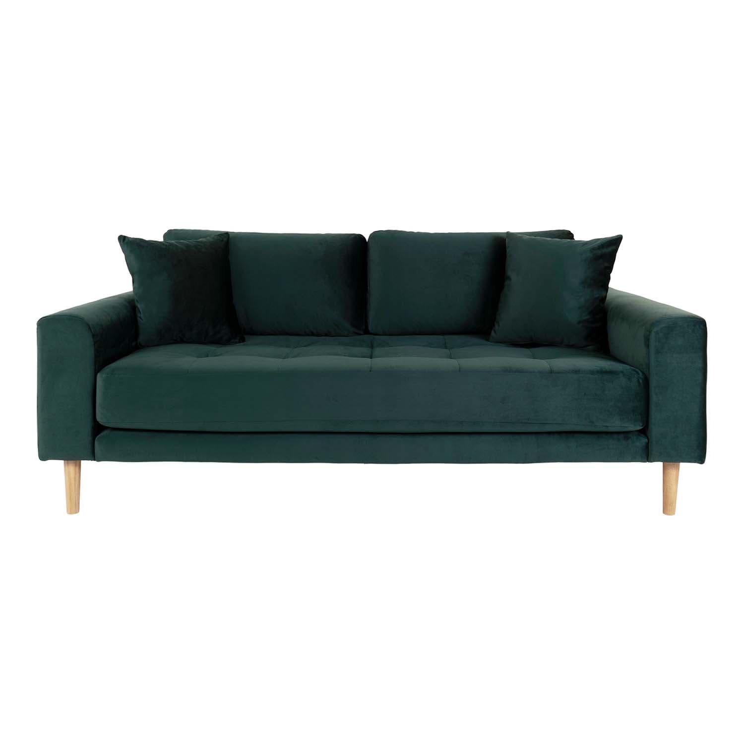 HOUSE NORDIC Lido 2,5 Pers Soffa - Mörkgrön Velour och Naturligt Trä