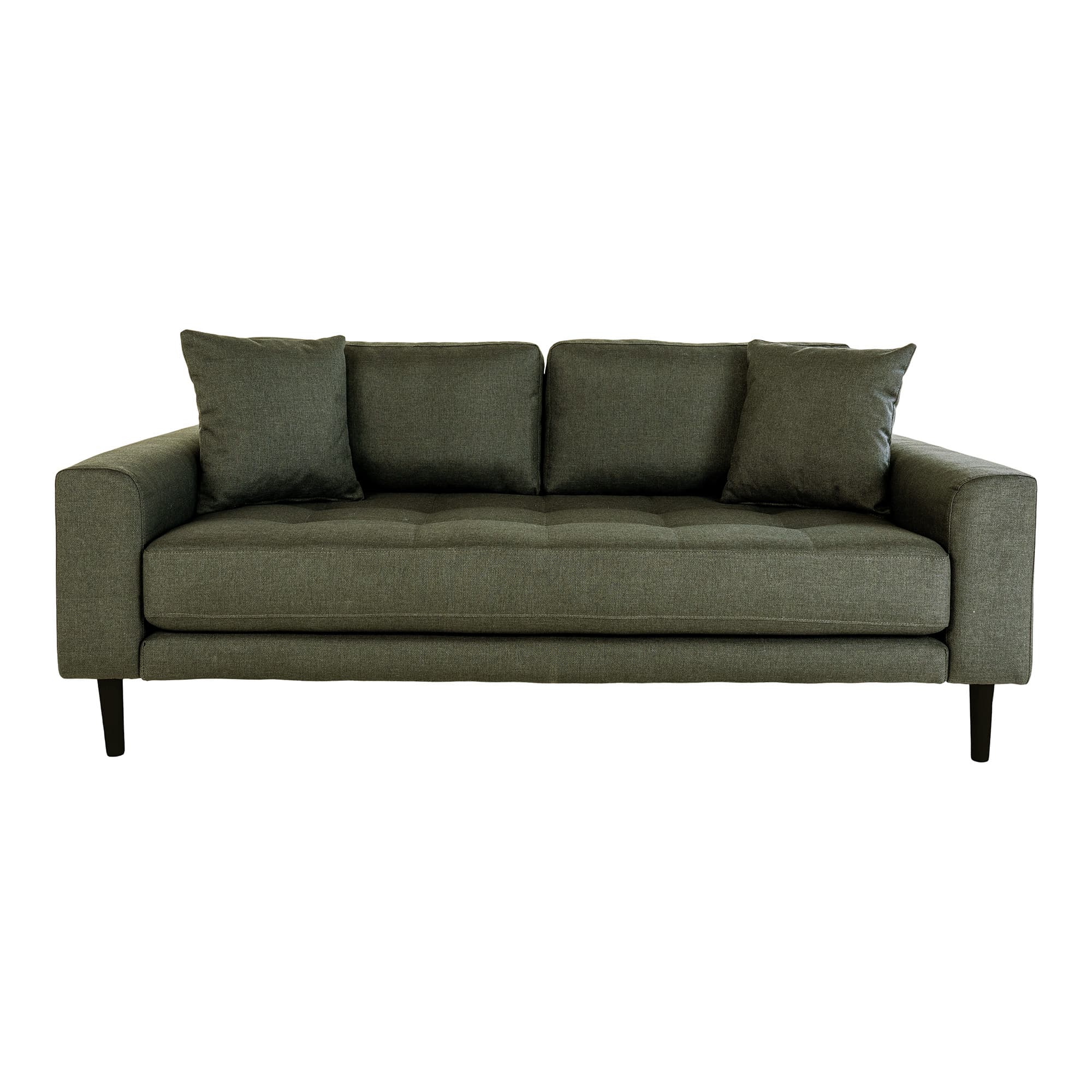 HOUSE NORDIC Lido 2,5 pers. sofa, m. 2 kuddar - olivgrön polyester och svart trä
